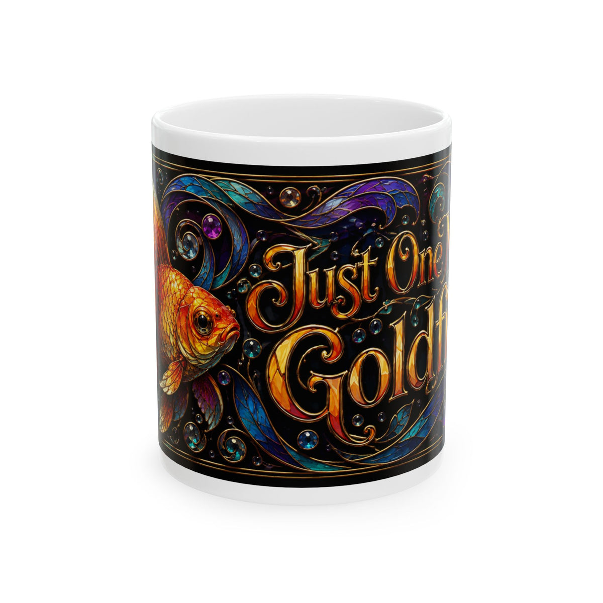 Just One Goldfish Ceramic Mug — Colorful Vintage Fish Design (11oz, 15oz)
