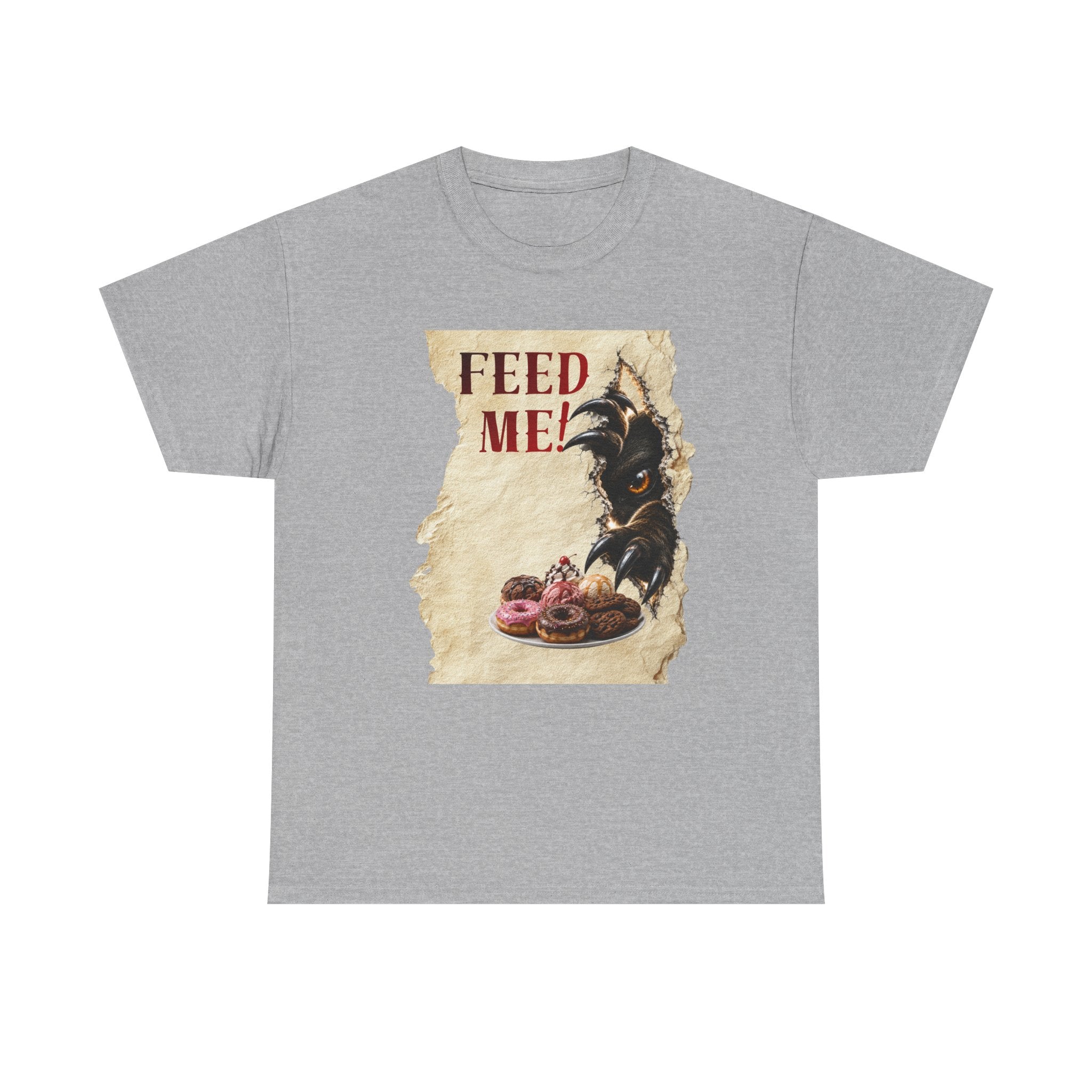 Funny Hangry feed me shirt. Hungry beast breaking out for sweets
