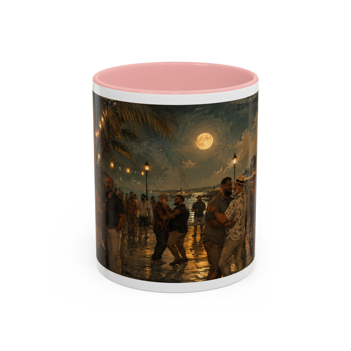 Tropical Night Market Coffee Mug — Moonlit Street Scene Accent Mug (11/15oz) This is a Bear community Bear event coffee Mug.