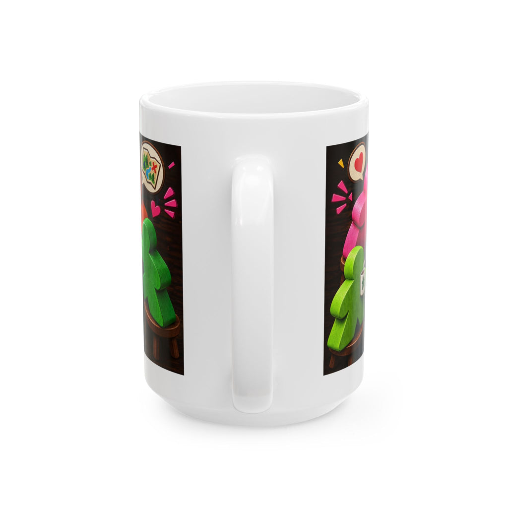 Talk Meep to Me Ceramic Mug — Colorful Board Game Meeples Coffee Cup (11oz/15oz)