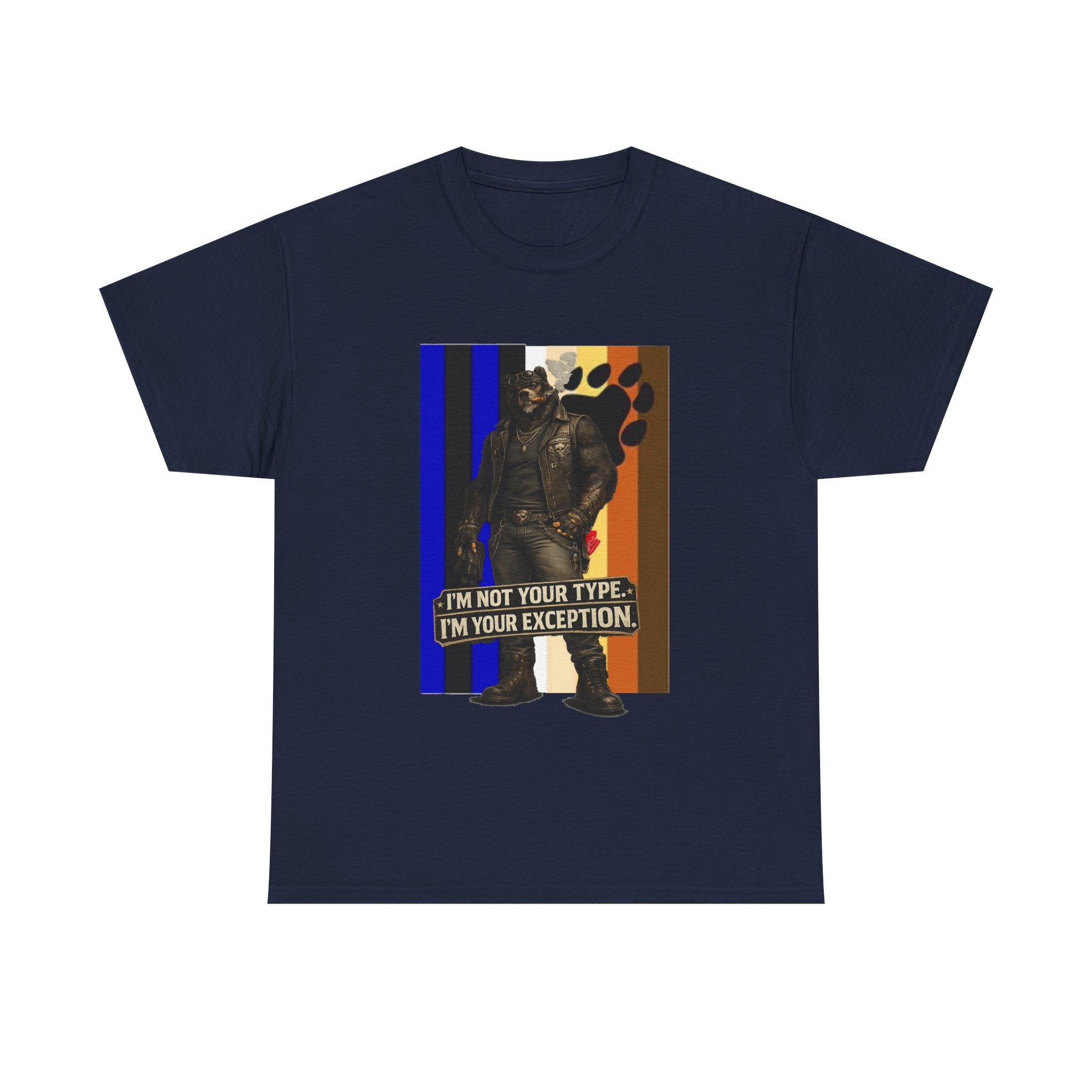 I'm Not Your Type — Graphic Tee (Bold Stripes & Wolf Silhouette)