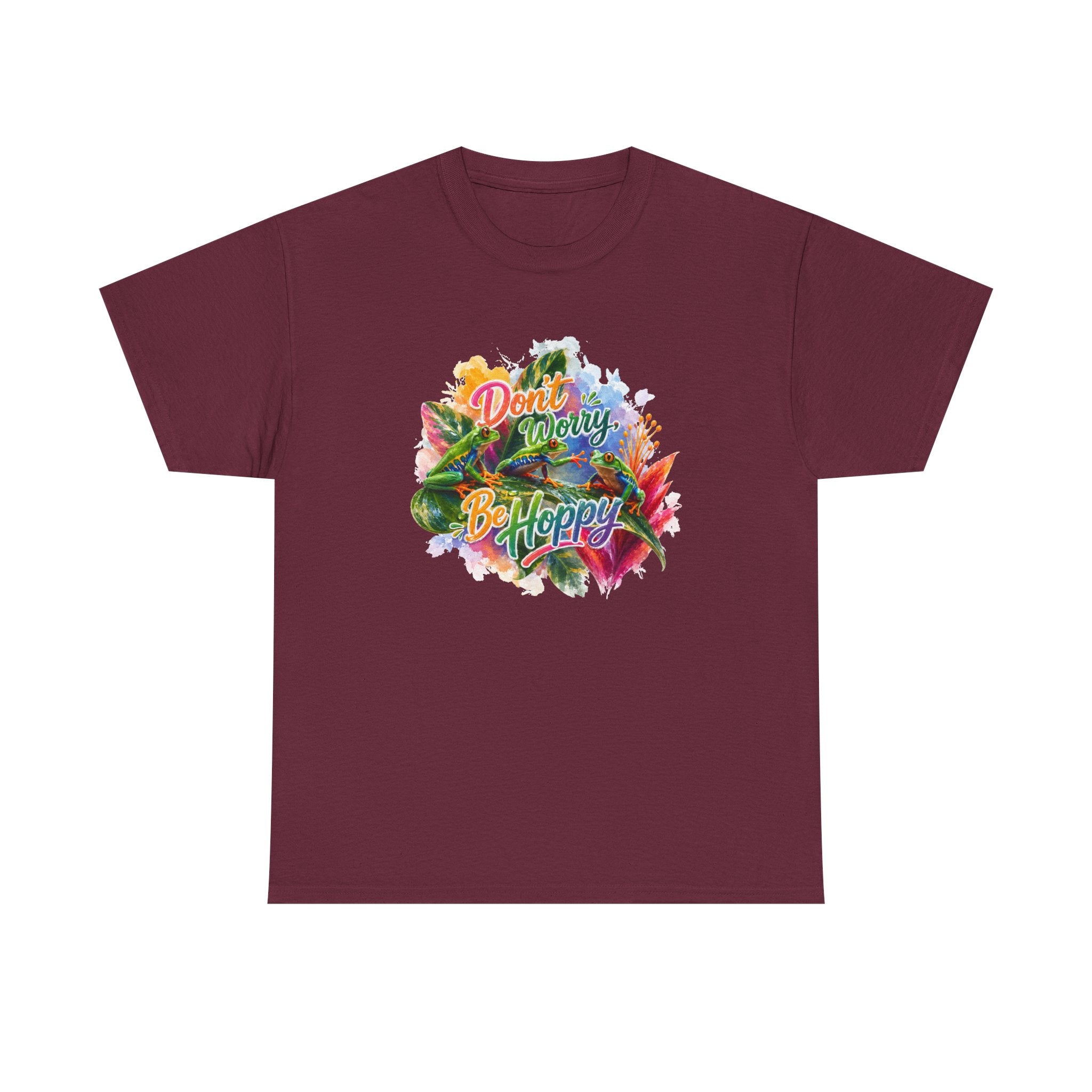 T-Shirt — "Don't Worry Be Hoppy" Tropical Frog Graphic Tee