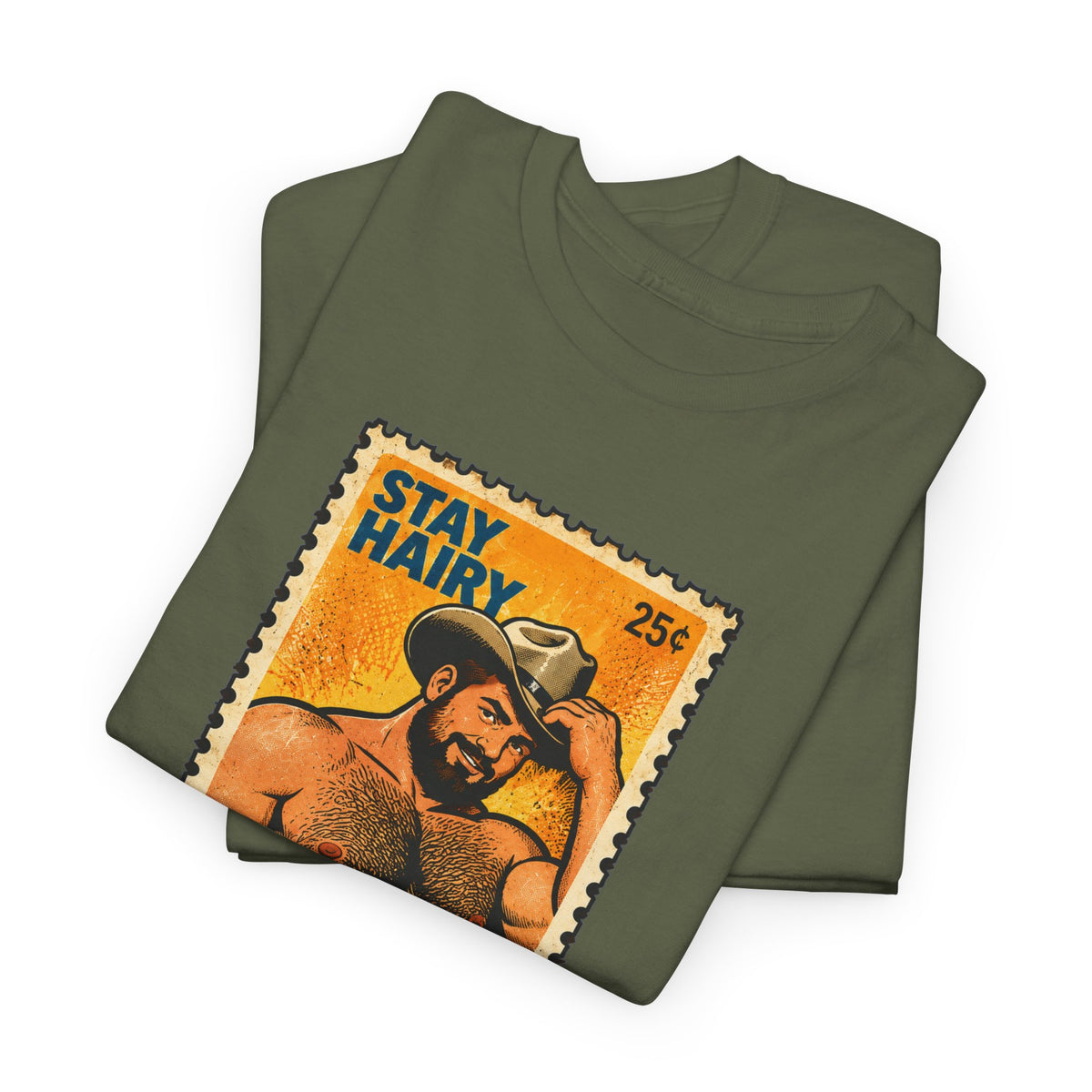 Gay Bear Shirt – Vintage Bear Pride Pin-Up T-Shirt, Retro Postage Stamp Art, LGBTQ Bear Culture Tee, Fur Ever