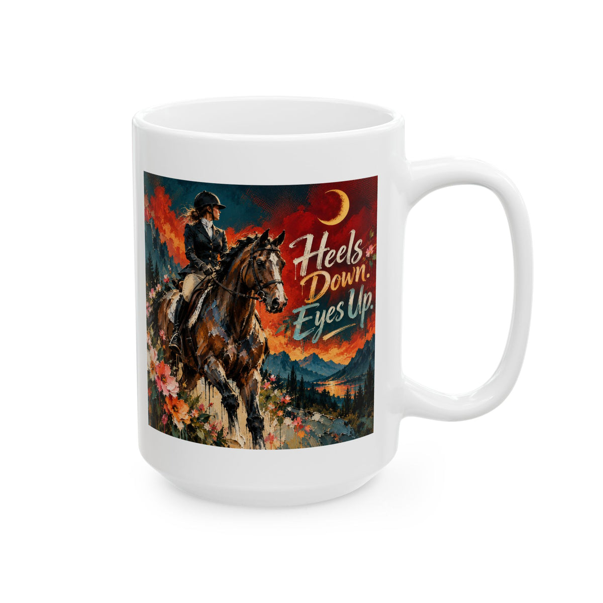Horse Lover Coffee Mug – Equestrian Art Mug with Jewel Tone Horse Painting