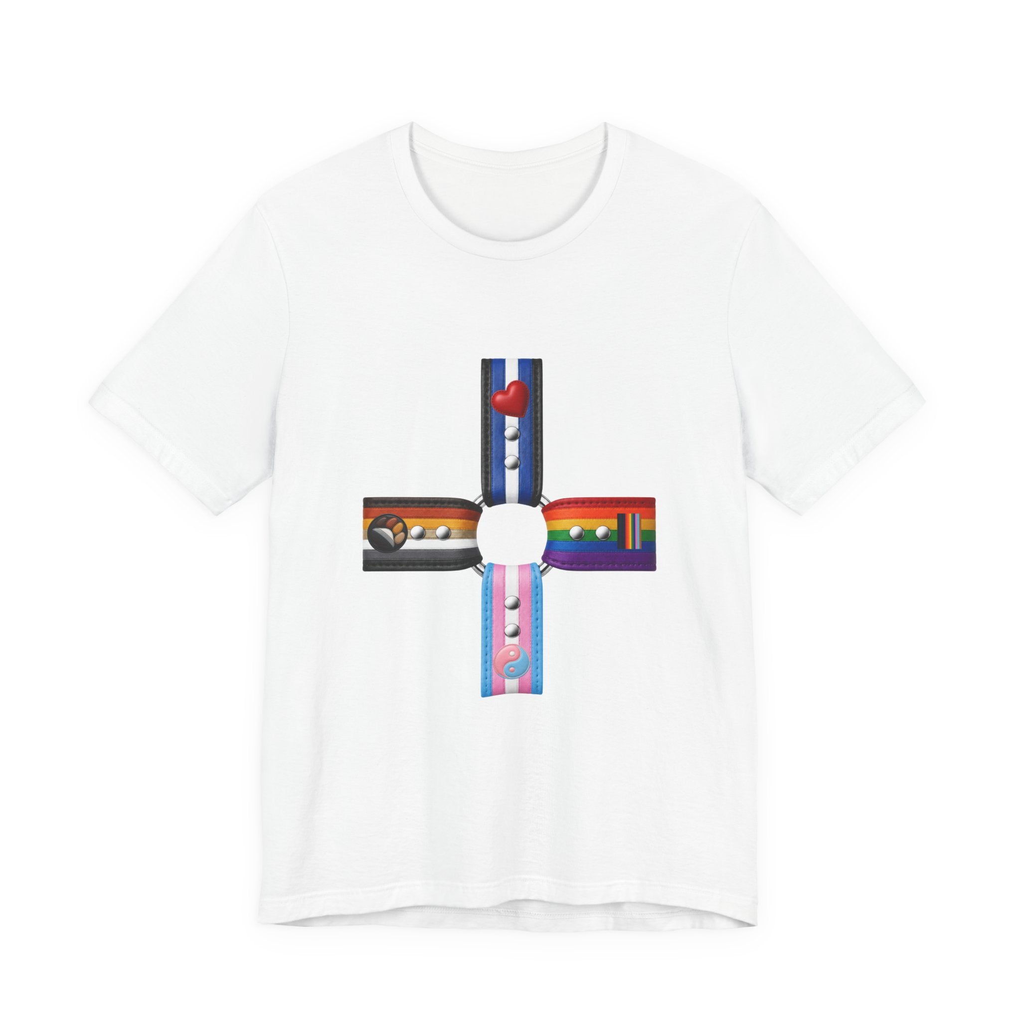 Cross of Pride T‑Shirt — LGBTQ+ Flag Collage Tee