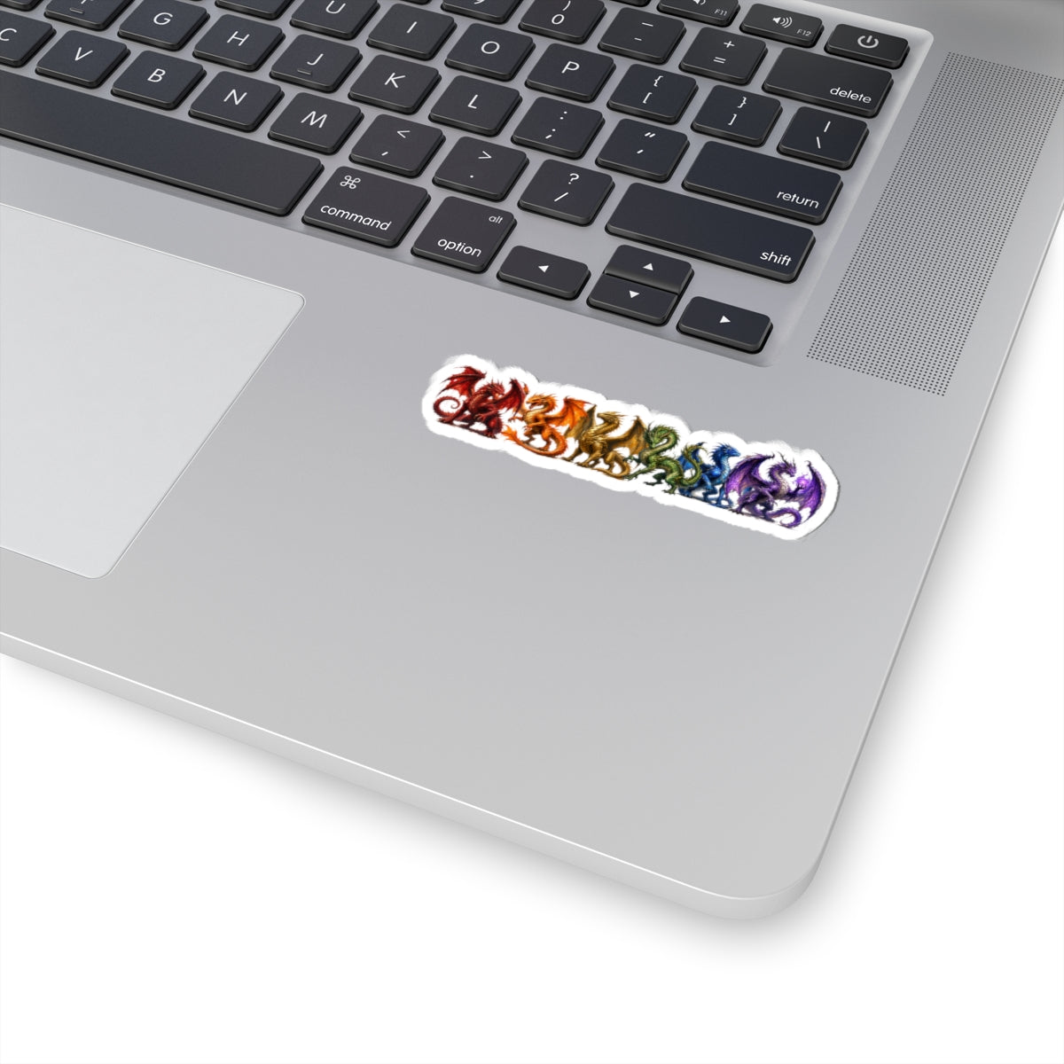 Rainbow Dragon Kiss-Cut Sticker — Small Colorful Dragon Lineup for Laptops, Journals & Water Bottles