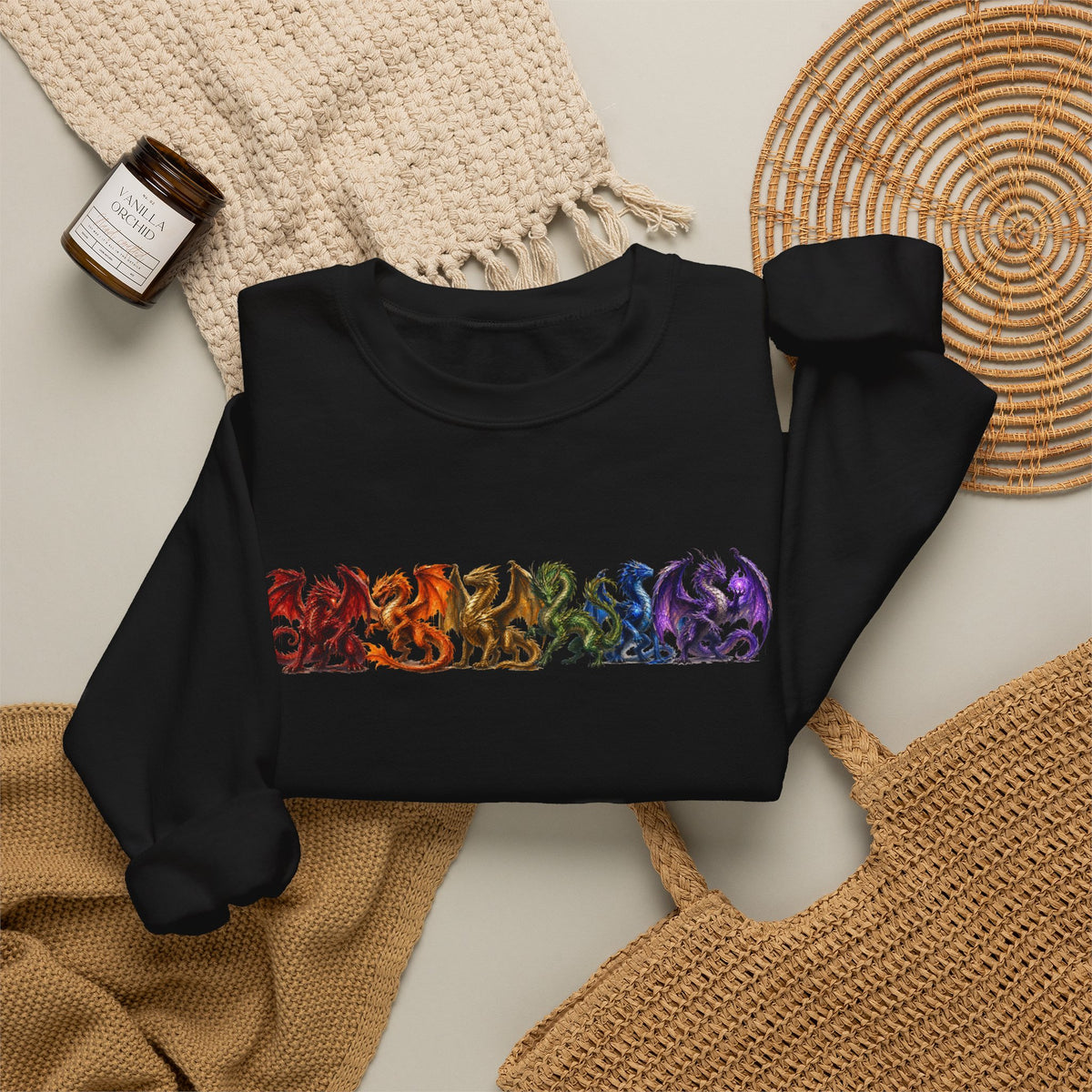 Rainbow Dragon Line Crewneck Sweatshirt