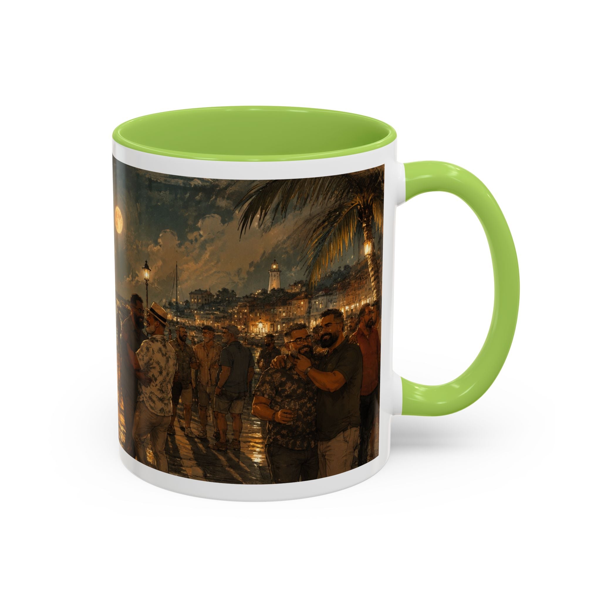 Tropical Night Market Coffee Mug — Moonlit Street Scene Accent Mug (11/15oz) This is a Bear community Bear event coffee Mug.