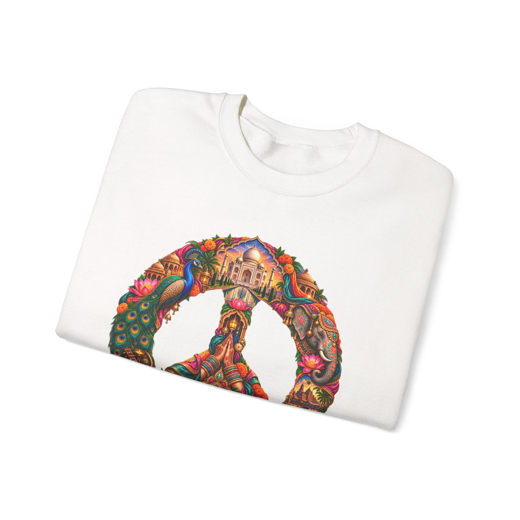 Floral Peace Sign Crewneck Sweatshirt — Psychedelic Hippie Vibe