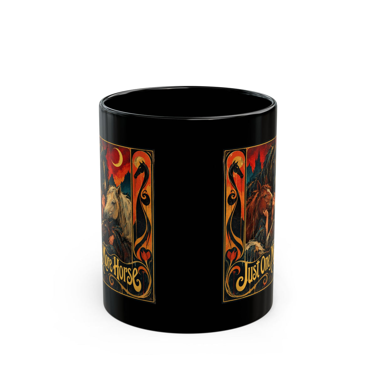 Horse Lover Coffee Mug – Equestrian Art Mug with Jewel Tone Horse Painting