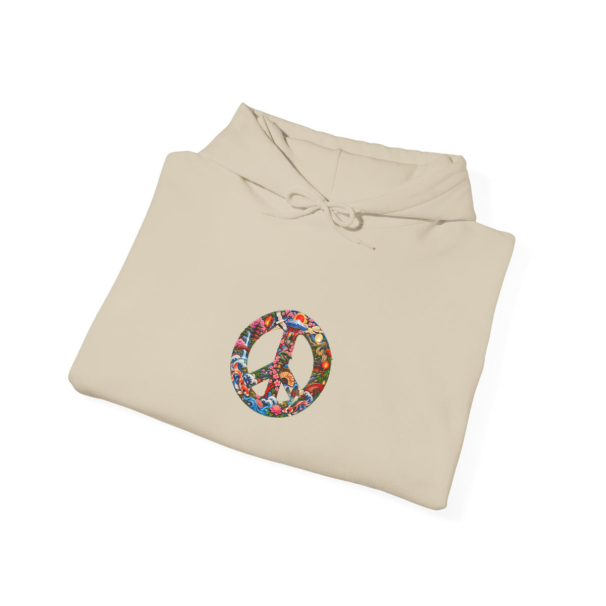 Peace Symbol Hoodie – Colorful Floral Hippie Peace Sign Pullover