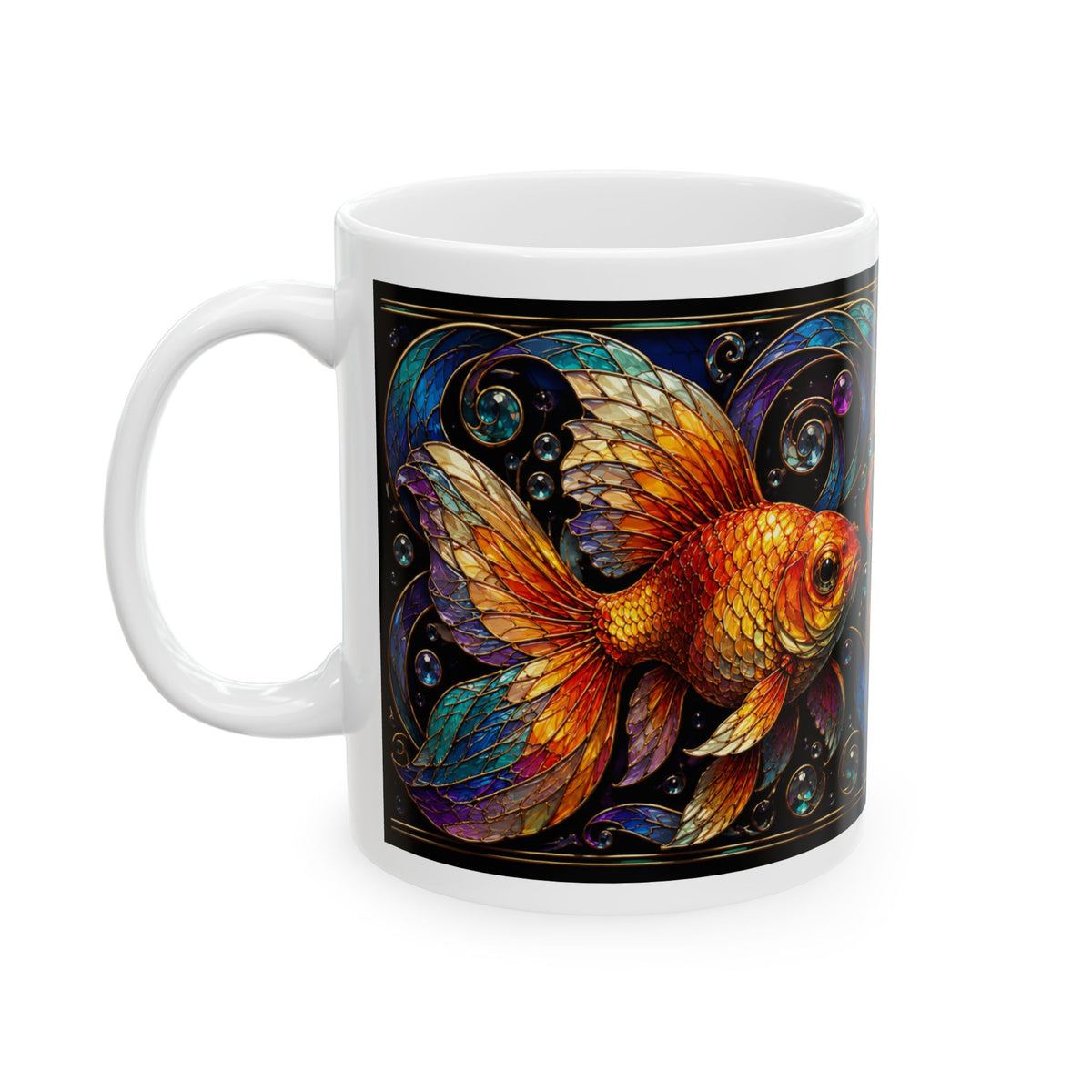 Just One Goldfish Ceramic Mug — Colorful Vintage Fish Design (11oz, 15oz)
