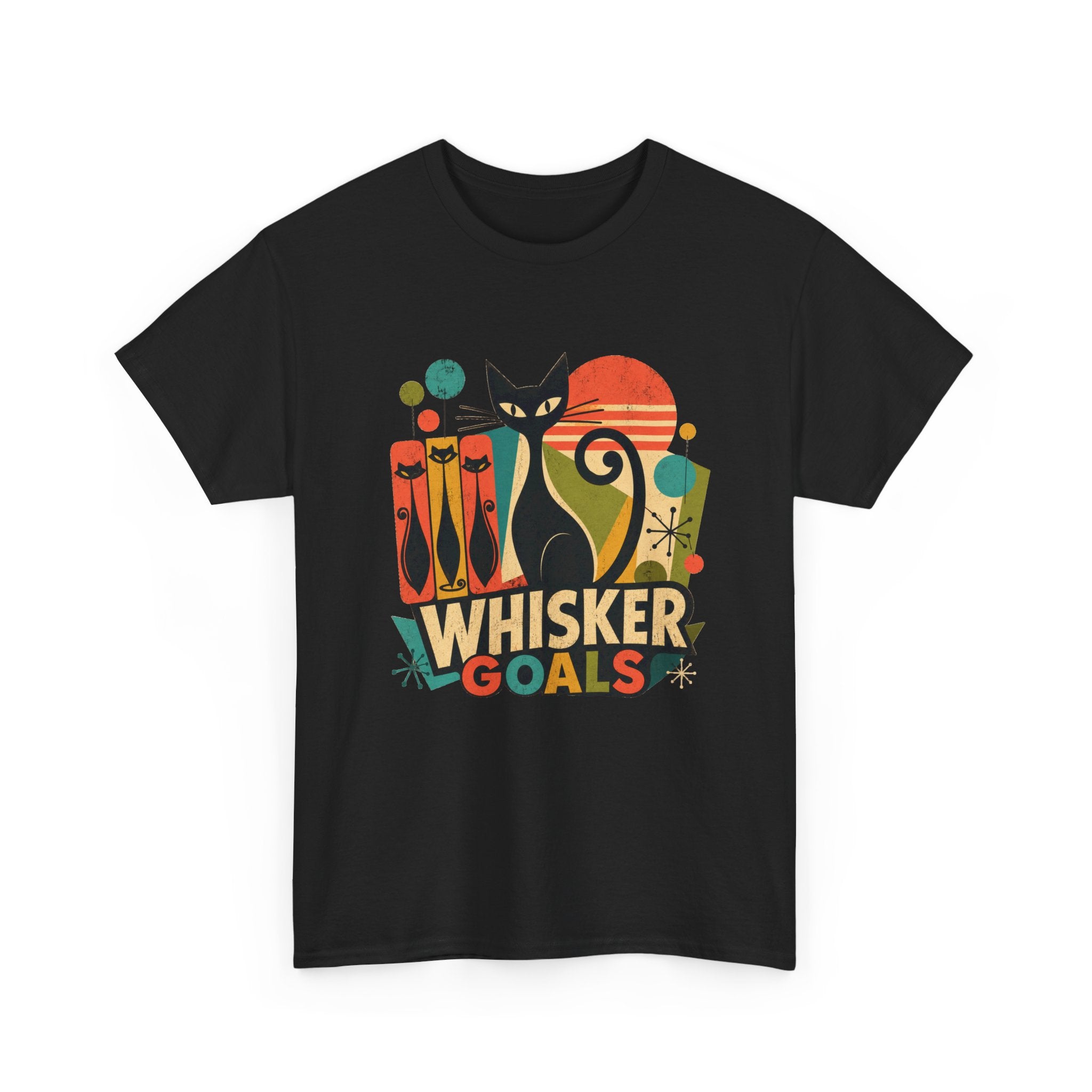 Cat T-Shirt — Whisker Goals Retro Graphic Tee. Best Mod Tangent Cat t-shirt