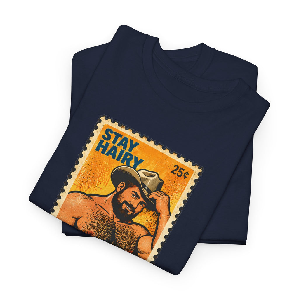 Gay Bear Shirt – Vintage Bear Pride Pin-Up T-Shirt, Retro Postage Stamp Art, LGBTQ Bear Culture Tee, Fur Ever