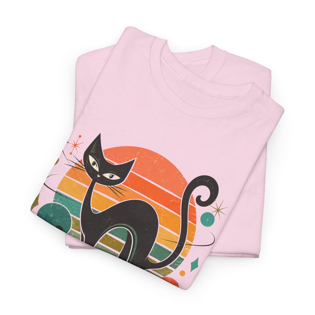 You Had Me At Meow Tee — Retro Cat Graphic T-Shirt. Tangentsies Cat in Retro Mod