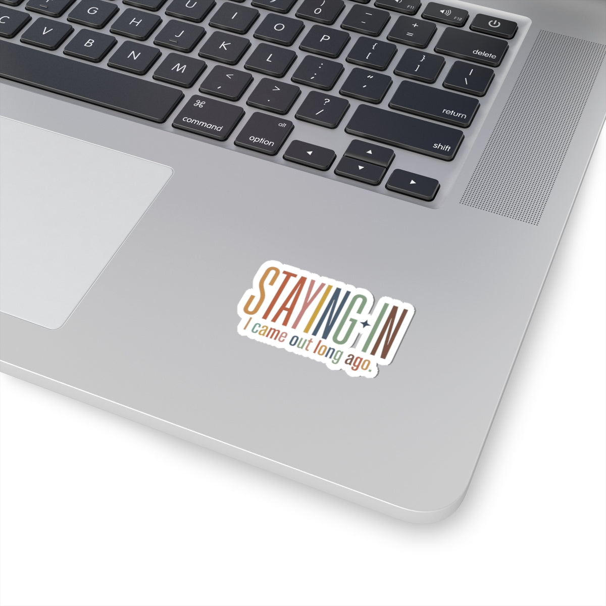 Staying In sticker | Homebody aesthetic, cozy retro type kiss-cut sticker