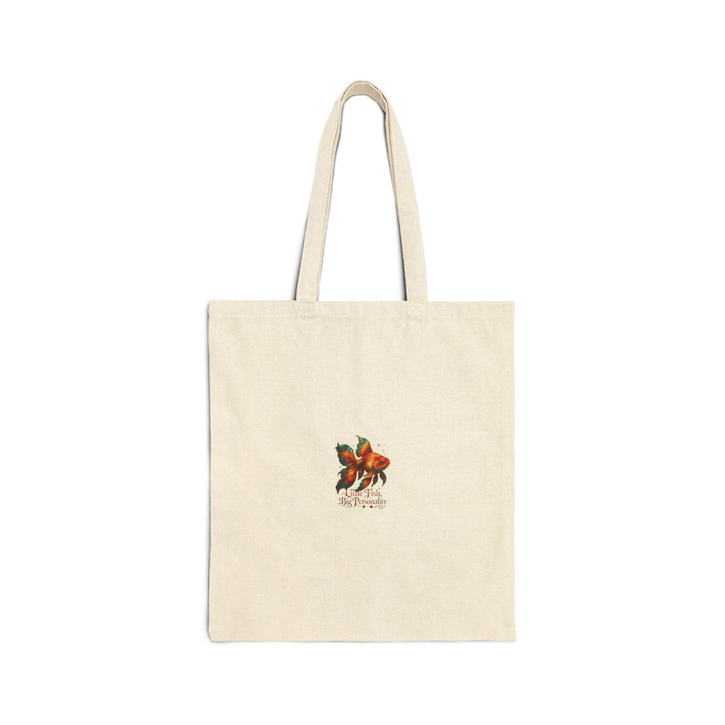 Goldfish Illustration Canvas Tote Bag — Artistic Small Fish Print Grocery & Market Tote