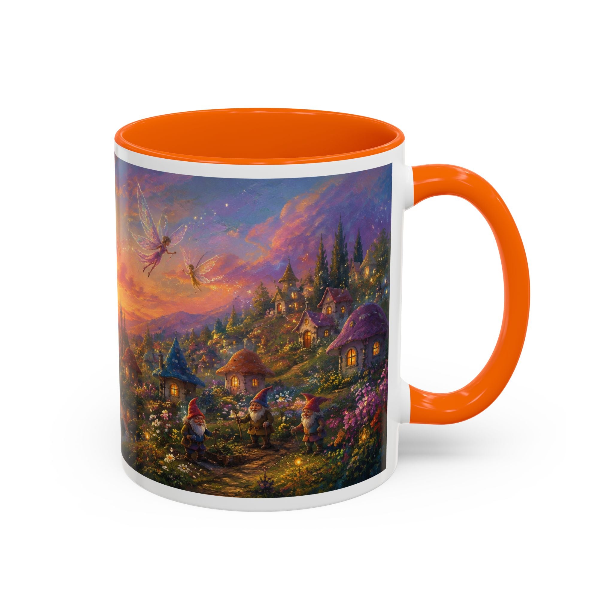 Fantasy Sunset Coffee Mug — Whimsical Village Sunrise Art Accent Mug (11/15oz)