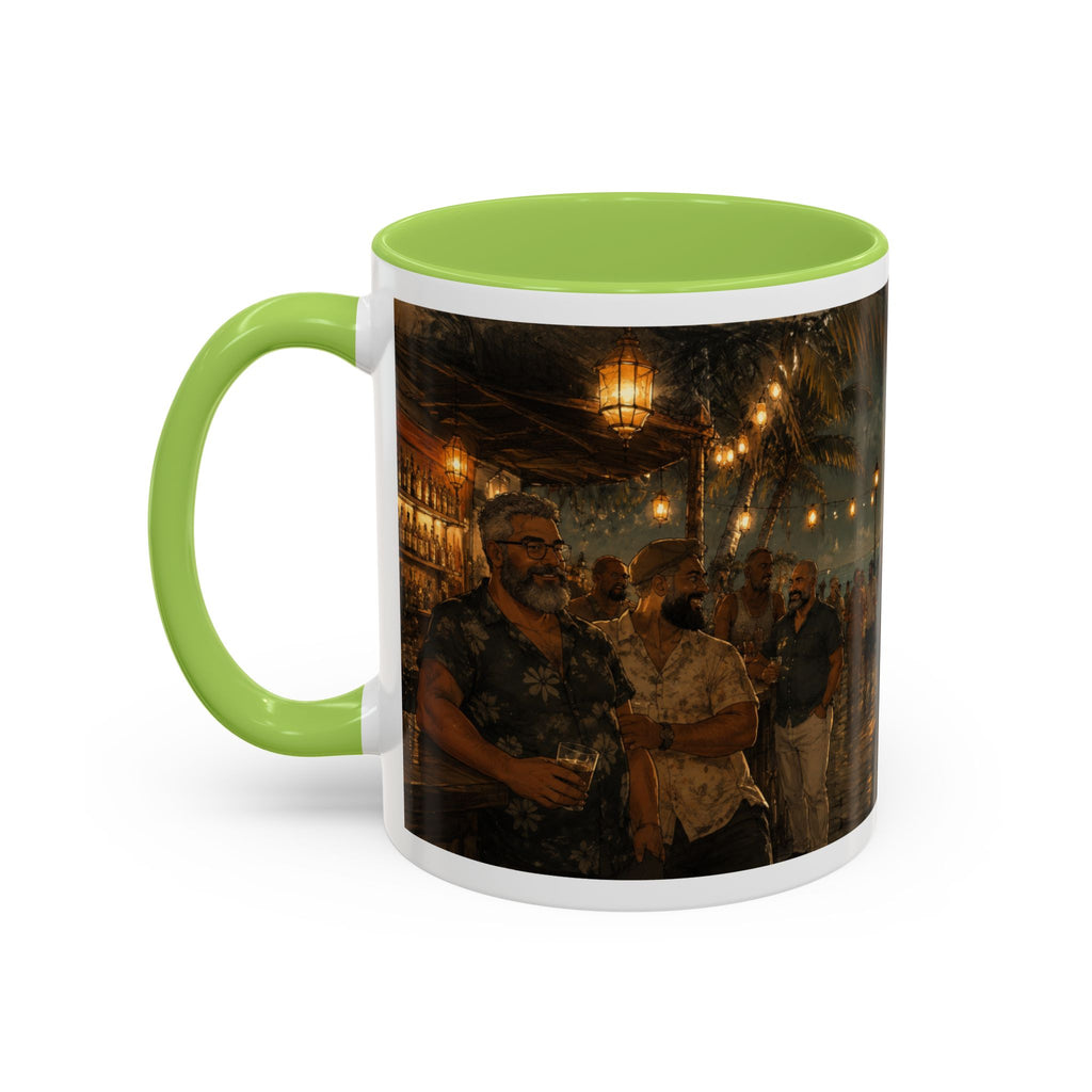 Tropical Night Market Coffee Mug — Moonlit Street Scene Accent Mug (11/15oz) This is a Bear community Bear event coffee Mug.
