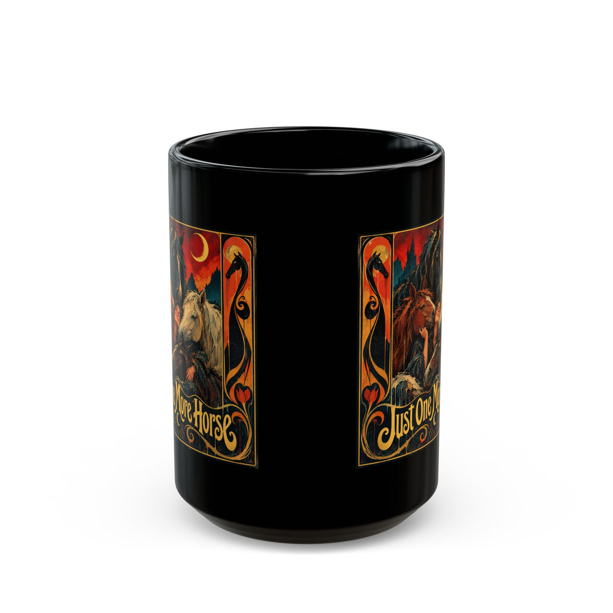 Horse Lover Coffee Mug – Equestrian Art Mug with Jewel Tone Horse Painting