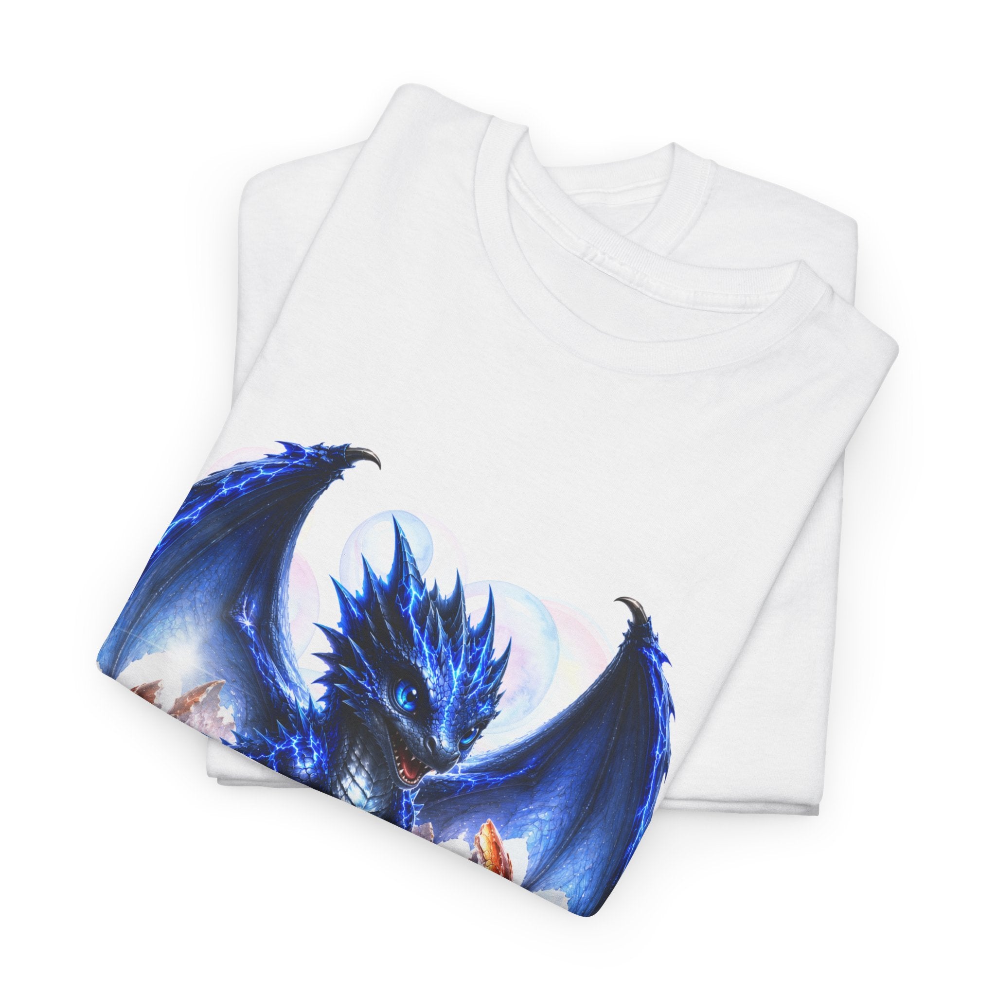 Blue Fire Dragon T-Shirt — Fantasy Dragon Graphic Tee, Blue Dragon. Best Dragon shirt. Blue Baby Dragon.