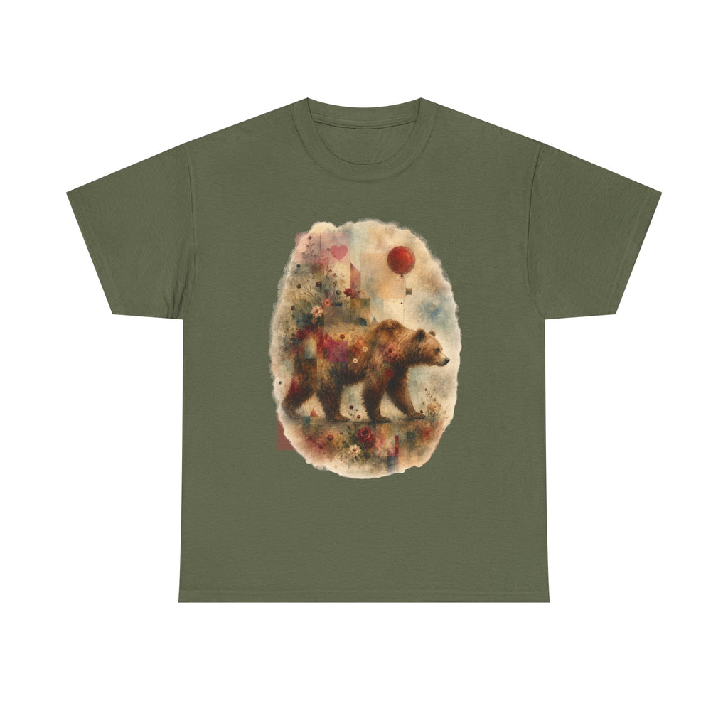 Bear and Balloon T-Shirt — Whimsical Watercolor Forest Bear Graphic Tee
