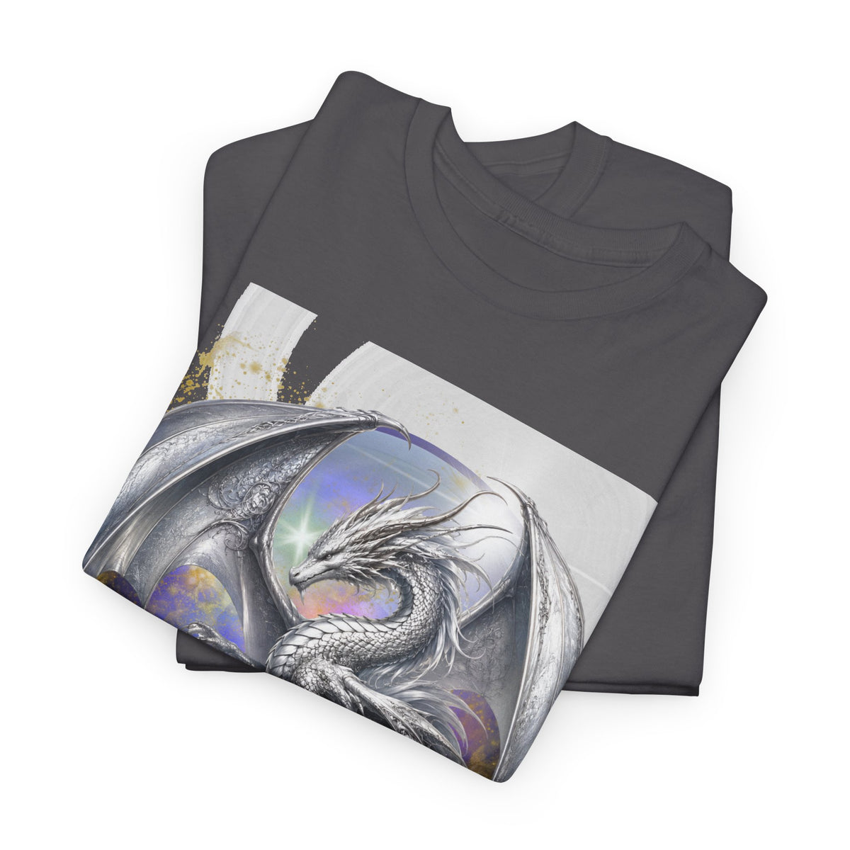 Dragon Circle T-Shirt — Mystic Silver Fantasy Dragon Graphic Tee Silver dragon. Majestic dragon. The best dragon t-shirt.
