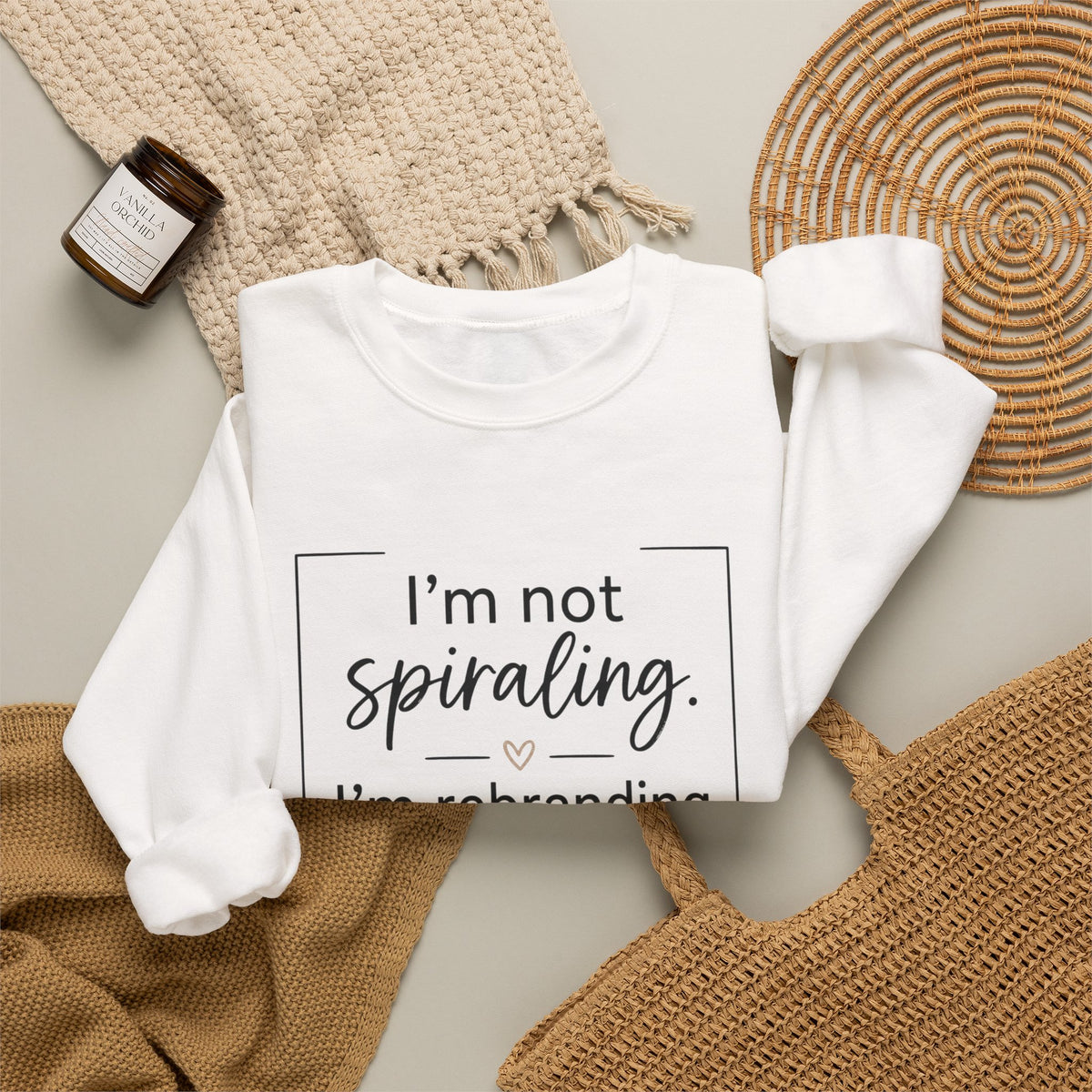 Crewneck Sweatshirt — "I’m Not Spiraling, I’m Rebranding the Collapse" Funny Mental Health Quote
