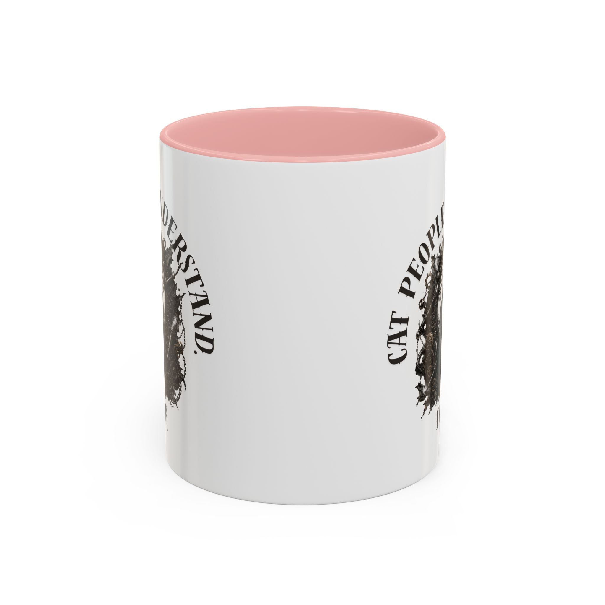 Cat People Understand Accent Mug — 'IYKYK' Black-Trim Coffee Cup. Cat lovers. Cat people. Cat mug.