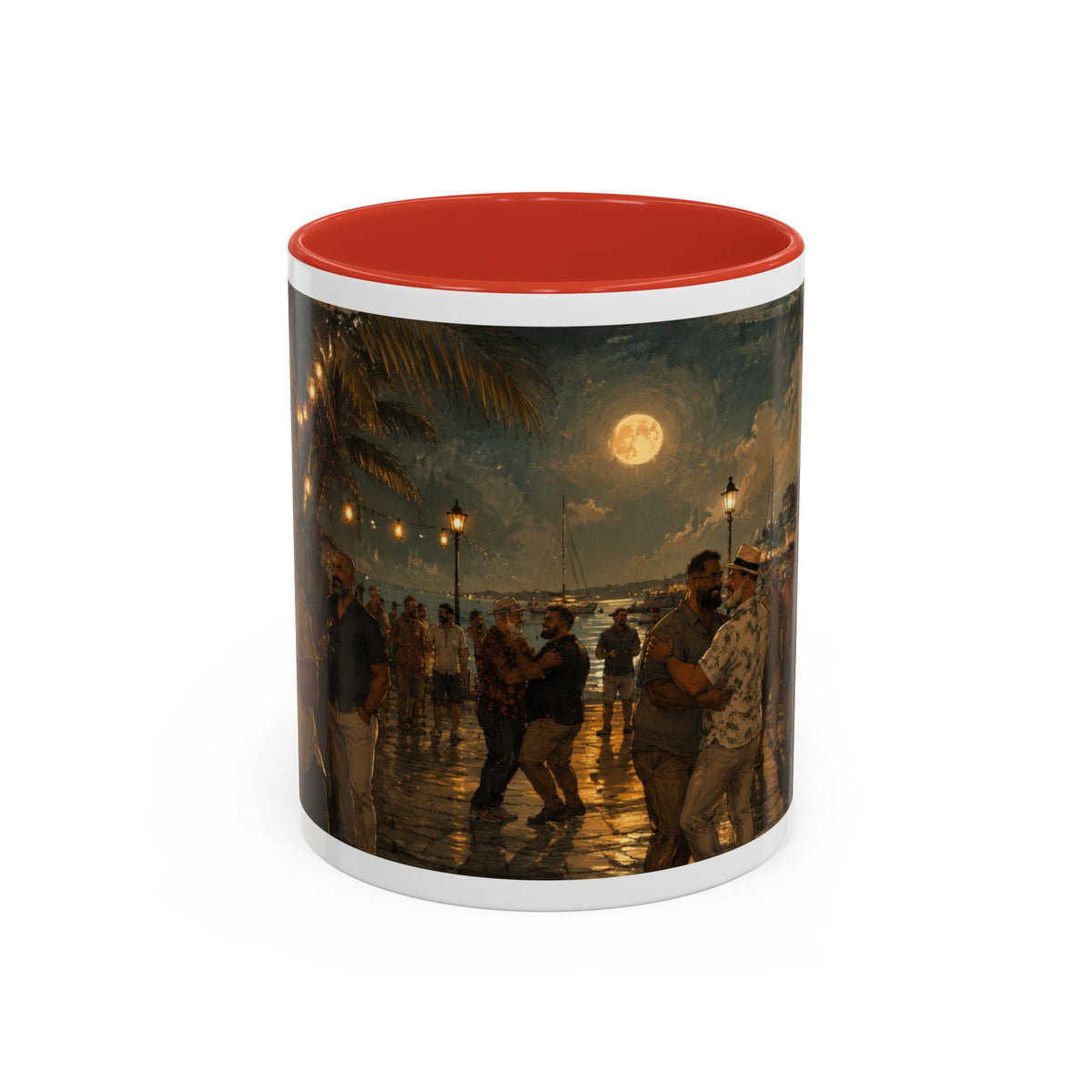 Tropical Night Market Coffee Mug — Moonlit Street Scene Accent Mug (11/15oz) This is a Bear community Bear event coffee Mug.