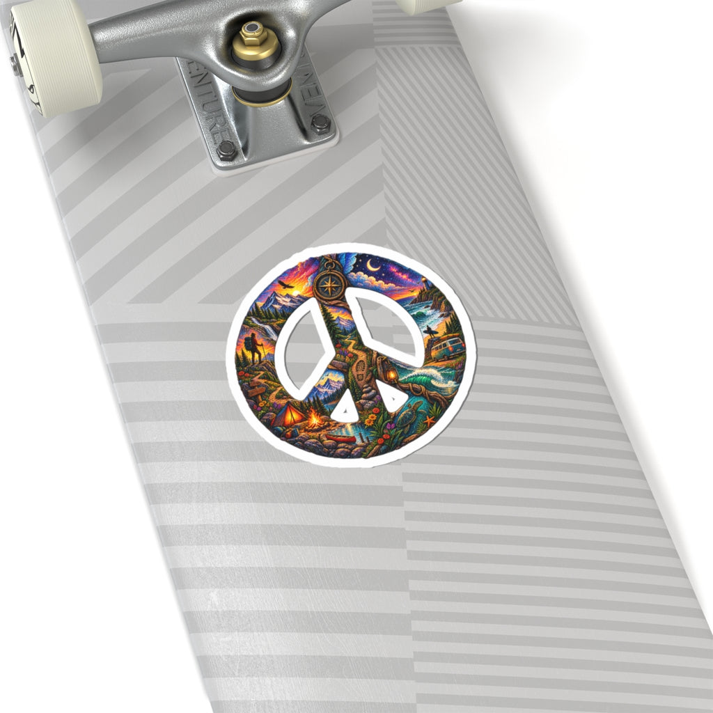 Peace Sign Sticker — Colorful Scenic Hippie Decal (Kiss-Cut)