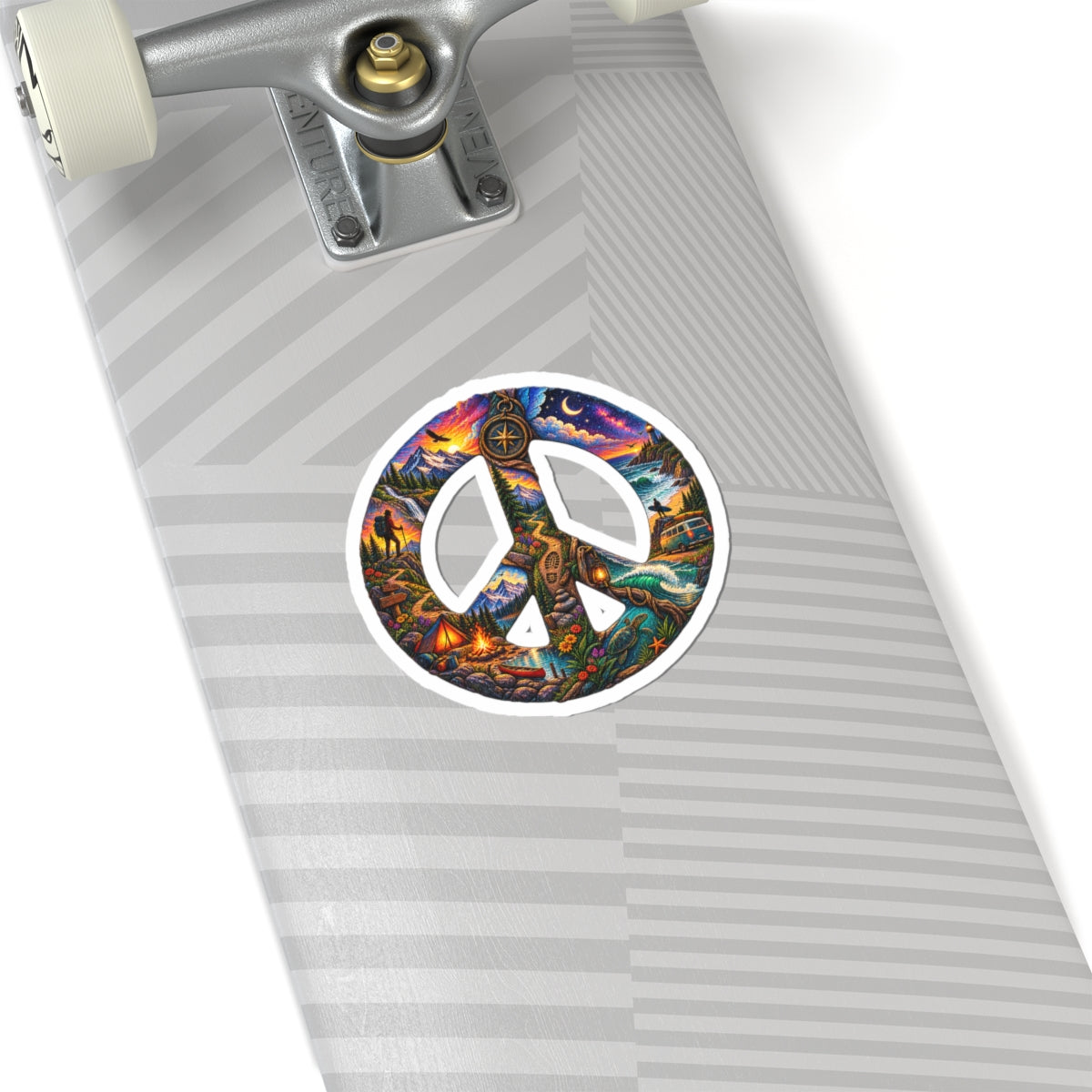 Peace Sign Sticker — Colorful Scenic Hippie Decal (Kiss-Cut)