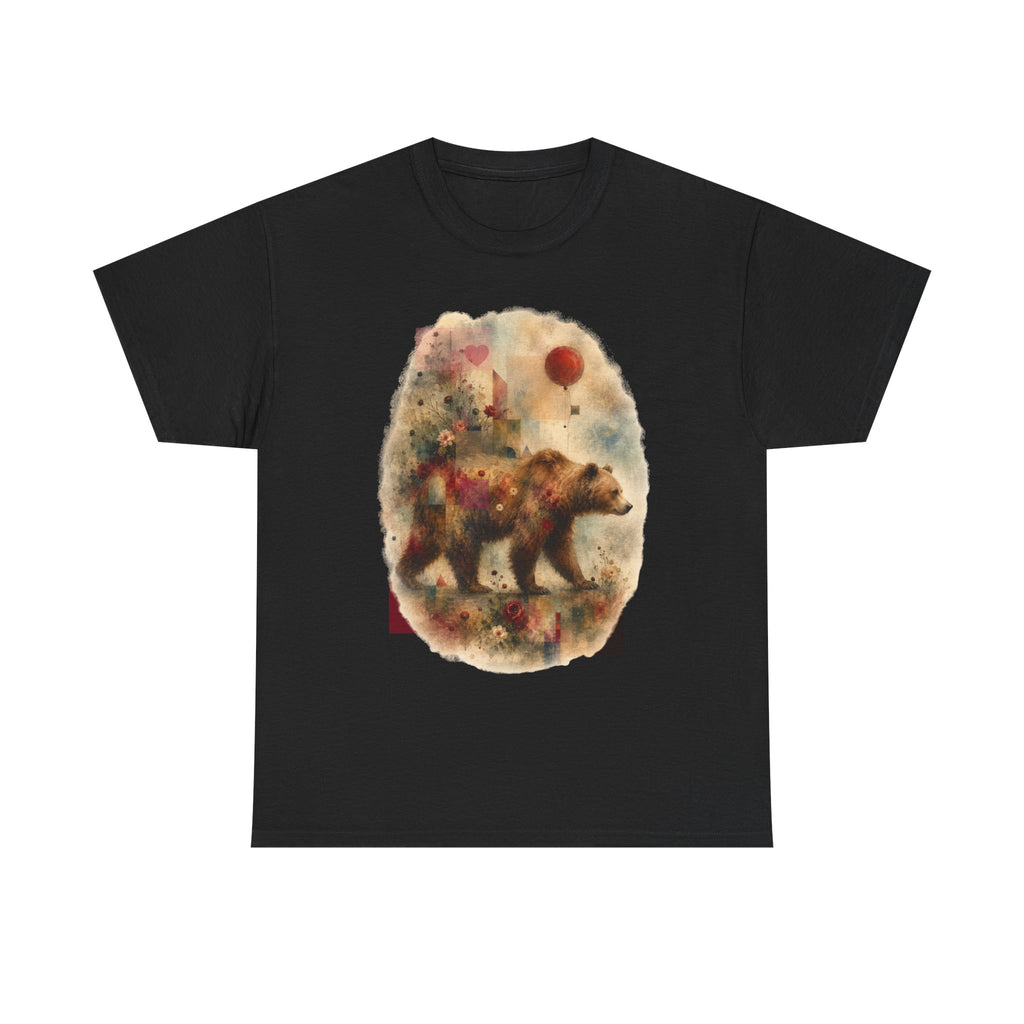 Bear and Balloon T-Shirt — Whimsical Watercolor Forest Bear Graphic Tee
