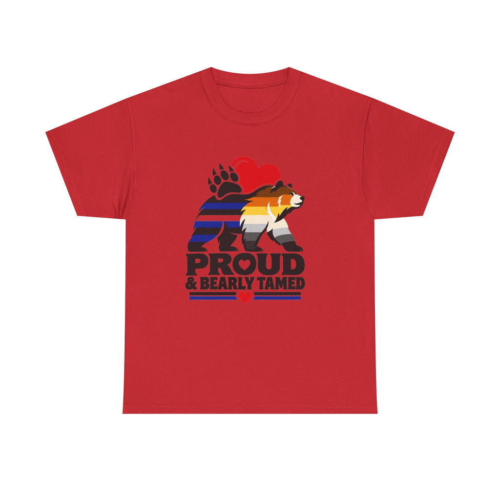 Proud & Bearly Tamed Bear T-Shirt. Men's Leather and bear pride shirt.