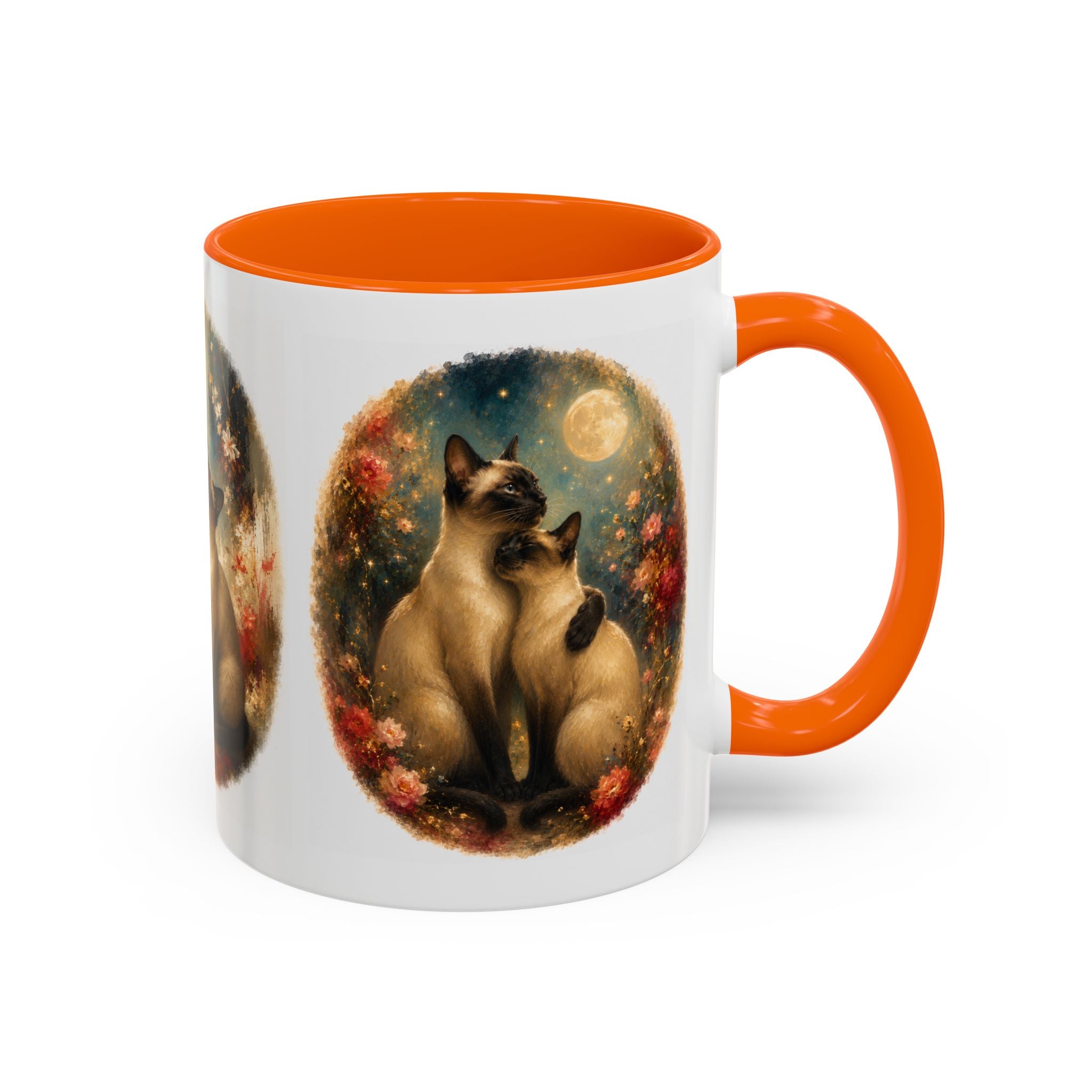 Siamese Cats Coffee Mug — Romantic Moonlit Cat Art Accent Mug (11/15oz)