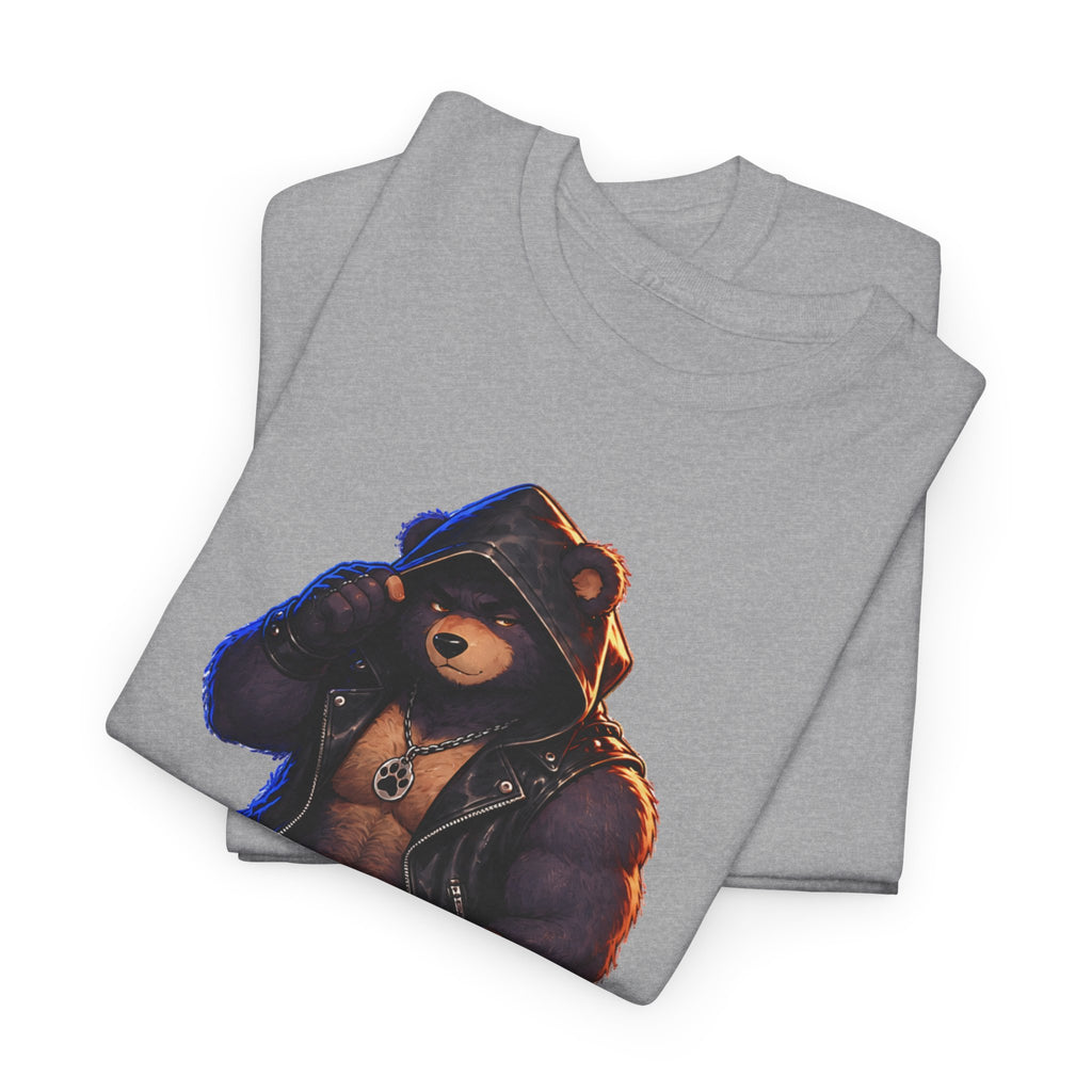 Leather Jacket Bear Graphic Tee — Edgy Urban Streetwear T-Shirt Furry shirt