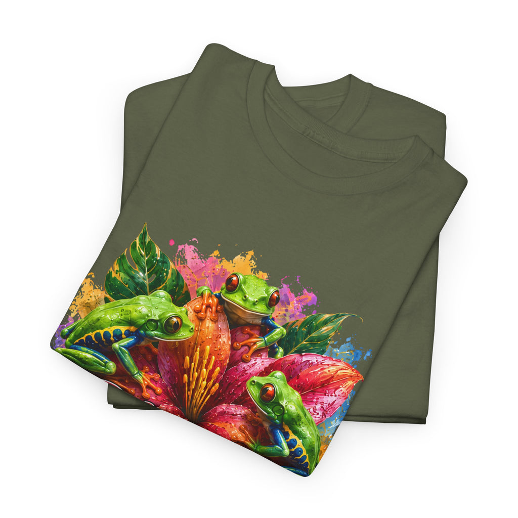 Bloom Where You're Planted Floral T-Shirt — Colorful Garden Graphic Tee. Tree Frogs t-shirt