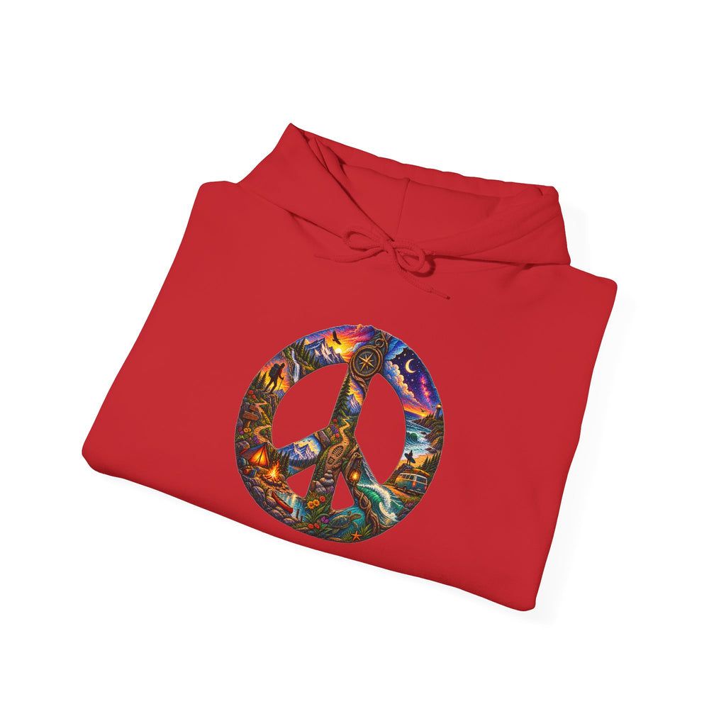 Floral Peace Symbol Hoodie — Psychedelic Boho Graphic Pullover