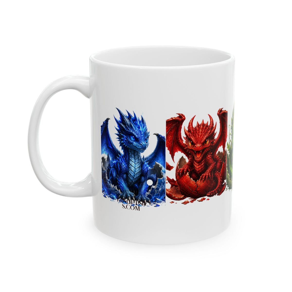 Dragon Rainbow Ceramic Mug — Cute Colorful Baby Dragons Coffee Cup (11oz, 15oz)