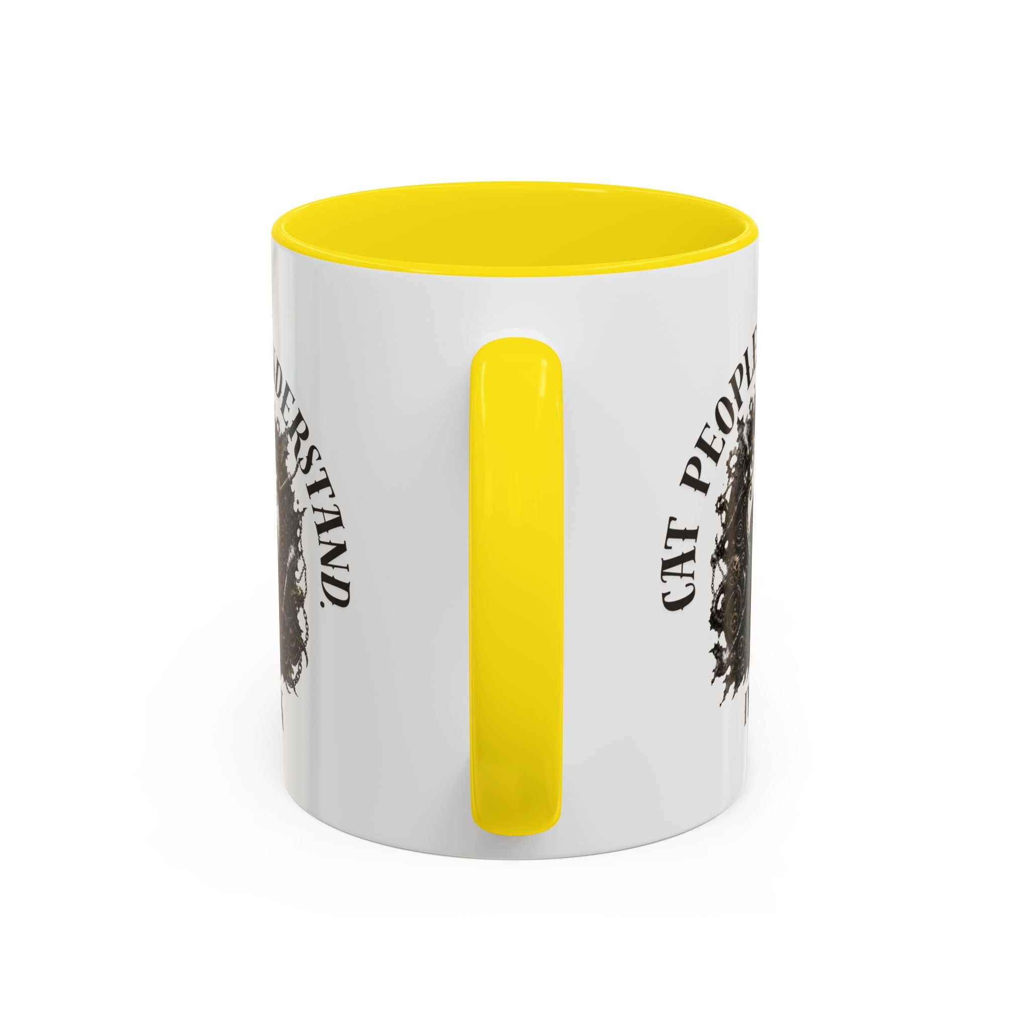 Cat People Understand Accent Mug — 'IYKYK' Black-Trim Coffee Cup. Cat lovers. Cat people. Cat mug.