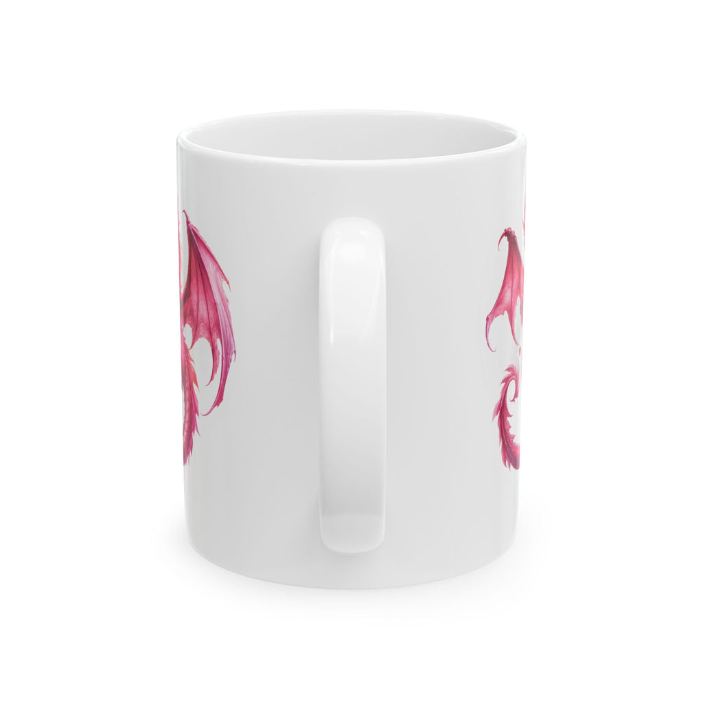 Pink Dragon Ceramic Mug – Cute Watercolor Fantasy Coffee Cup (11oz, 15oz)