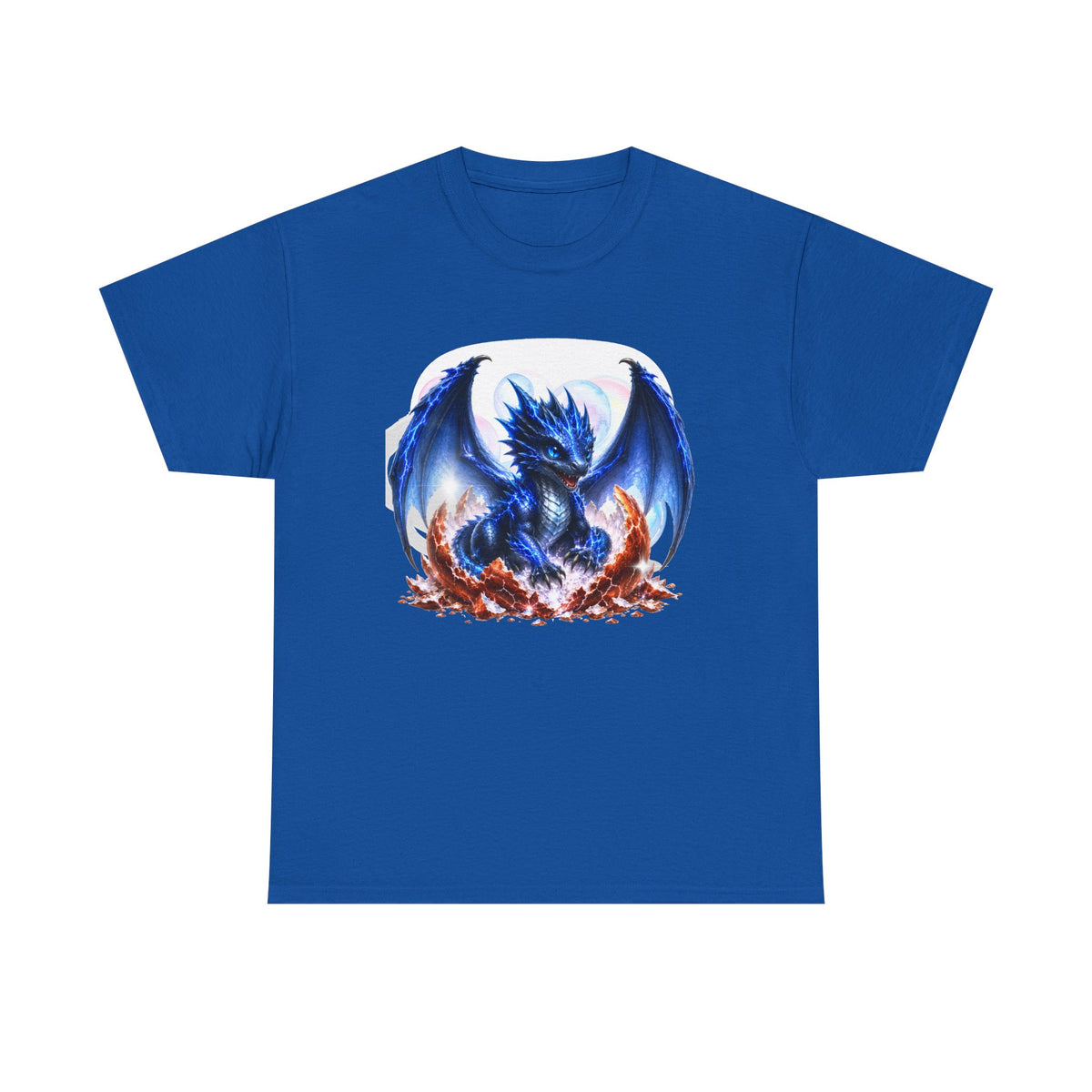 Blue Fire Dragon T-Shirt — Fantasy Dragon Graphic Tee, Blue Dragon. Best Dragon shirt. Blue Baby Dragon.