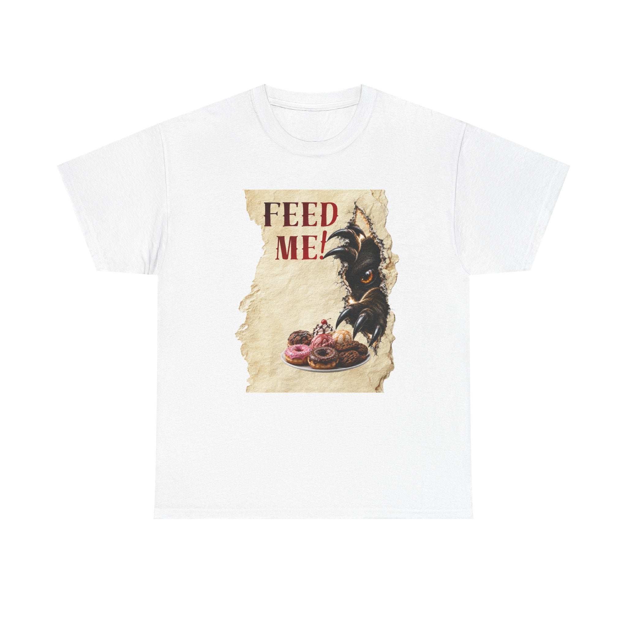 Funny Hangry feed me shirt. Hungry beast breaking out for sweets