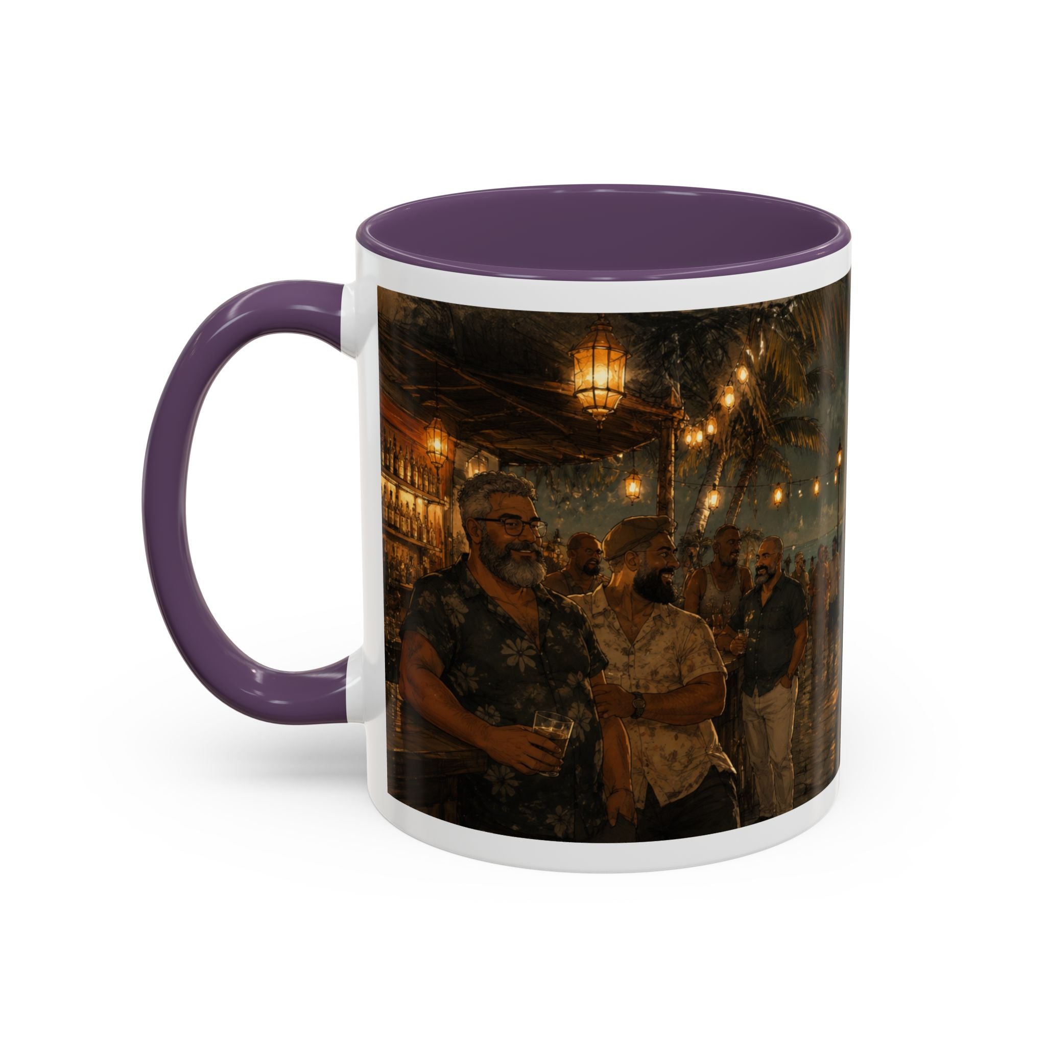Tropical Night Market Coffee Mug — Moonlit Street Scene Accent Mug (11/15oz) This is a Bear community Bear event coffee Mug.
