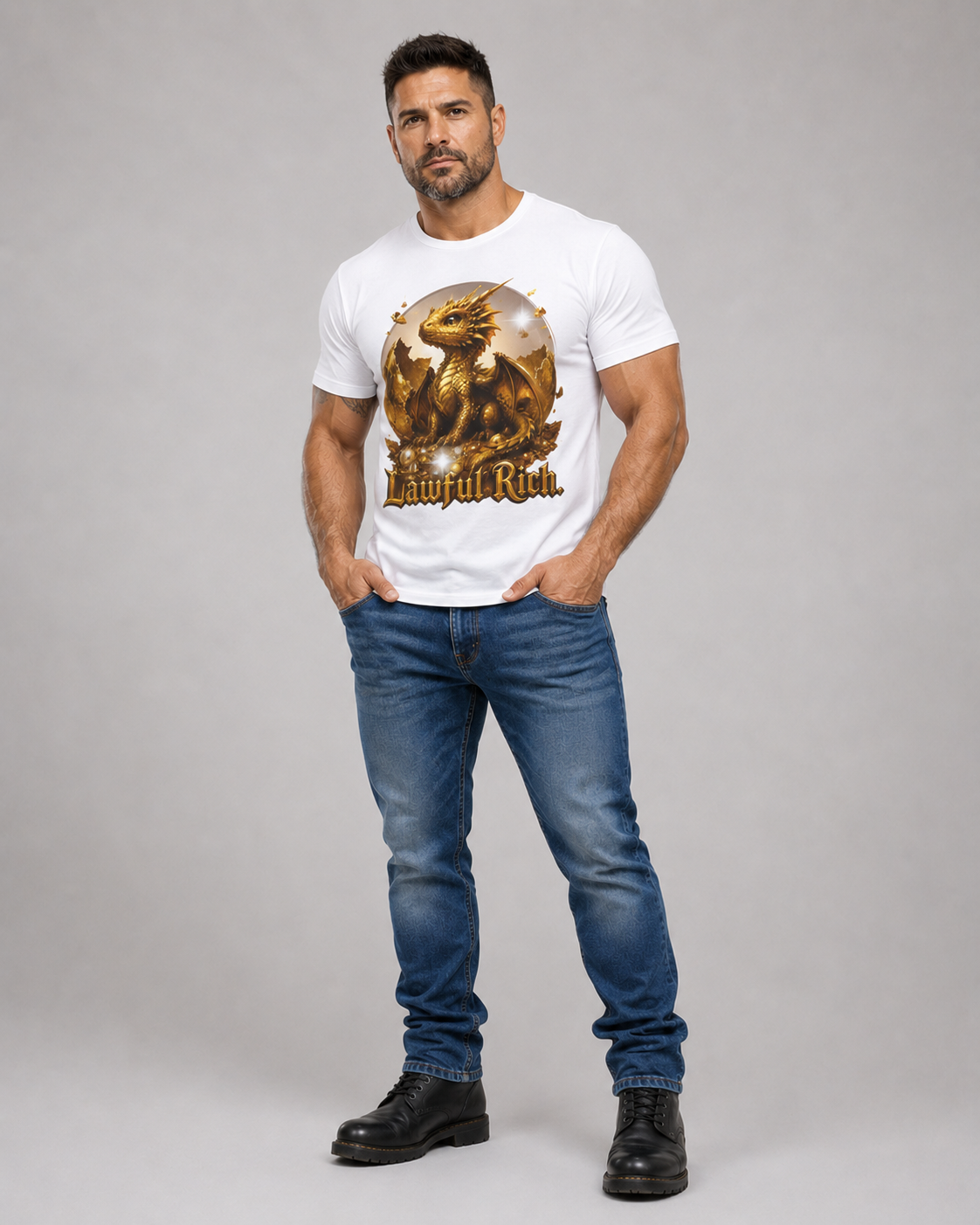 T-Shirt — "Lawful Rich" Gold Dragon Graphic Tee