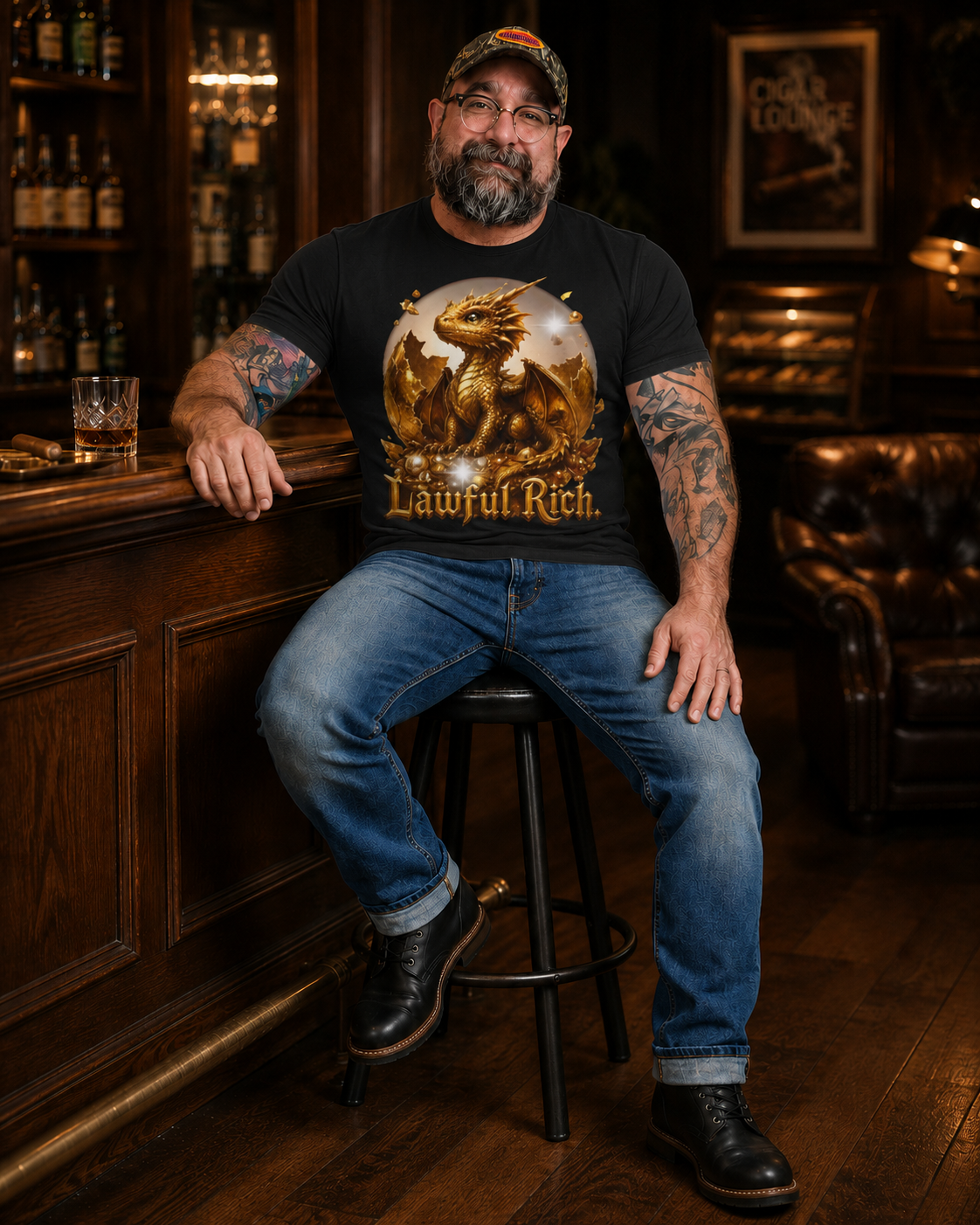 T-Shirt — "Lawful Rich" Gold Dragon Graphic Tee
