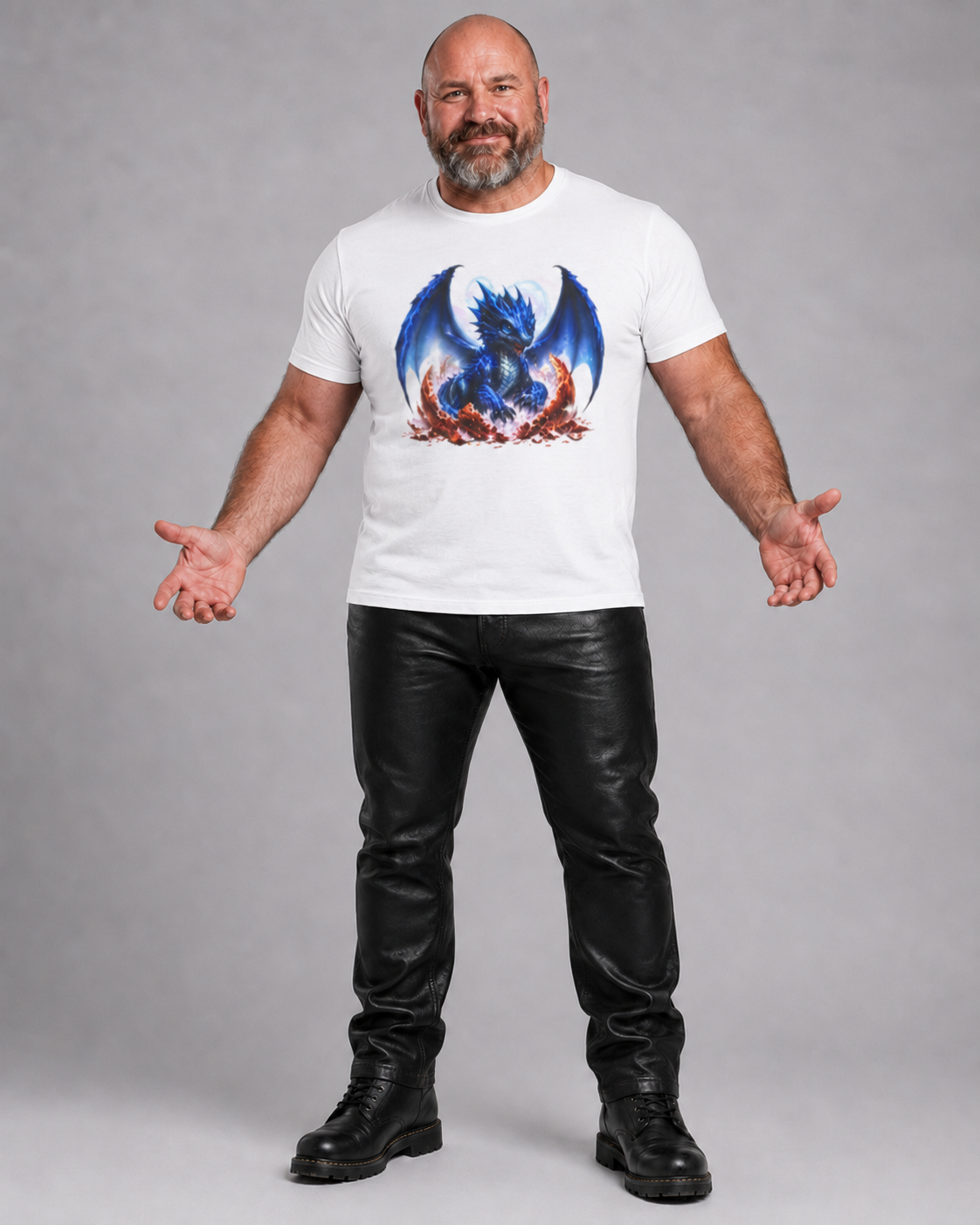 Blue Fire Dragon T-Shirt — Fantasy Dragon Graphic Tee, Blue Dragon. Best Dragon shirt. Blue Baby Dragon.