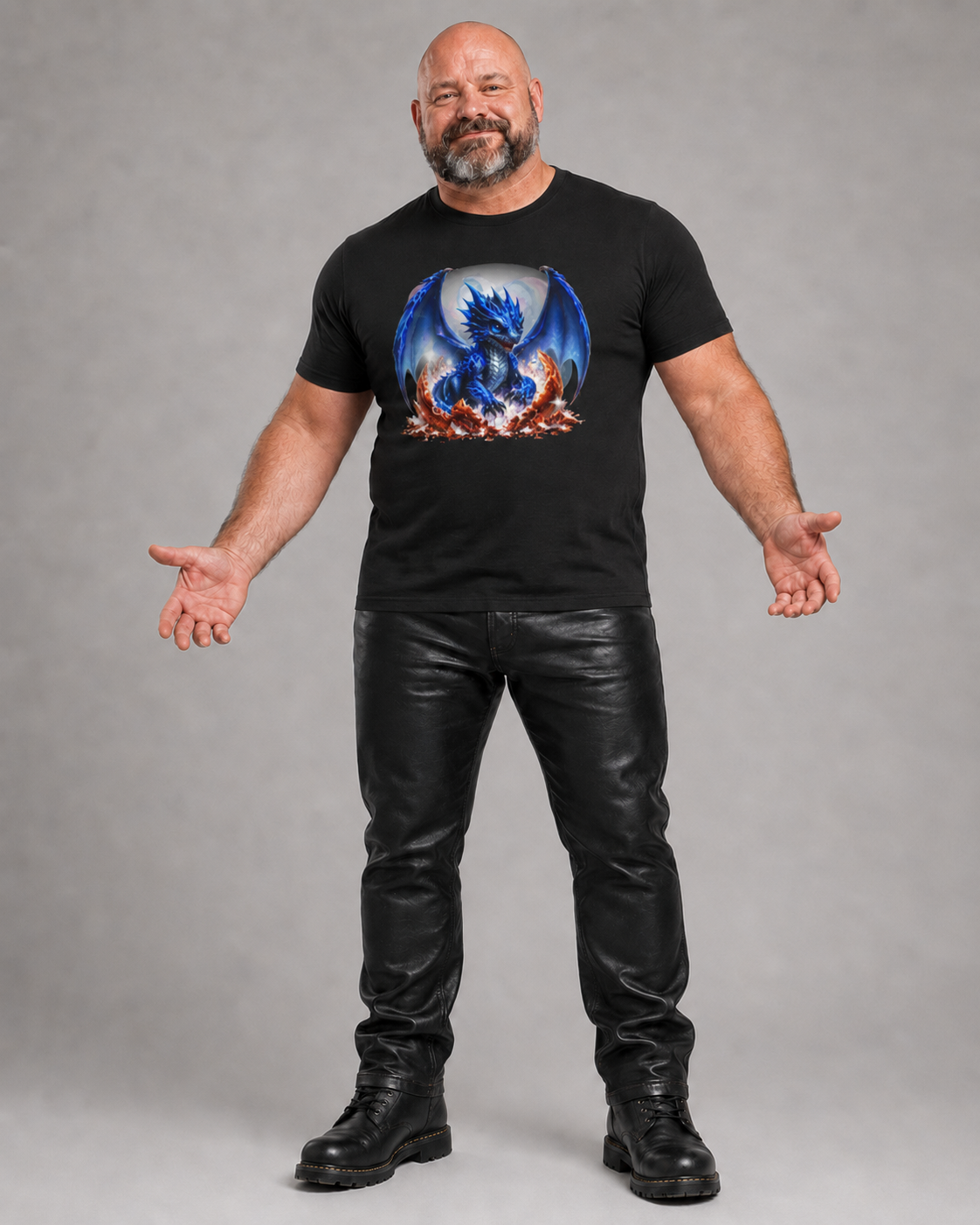 Blue Fire Dragon T-Shirt — Fantasy Dragon Graphic Tee, Blue Dragon. Best Dragon shirt. Blue Baby Dragon.