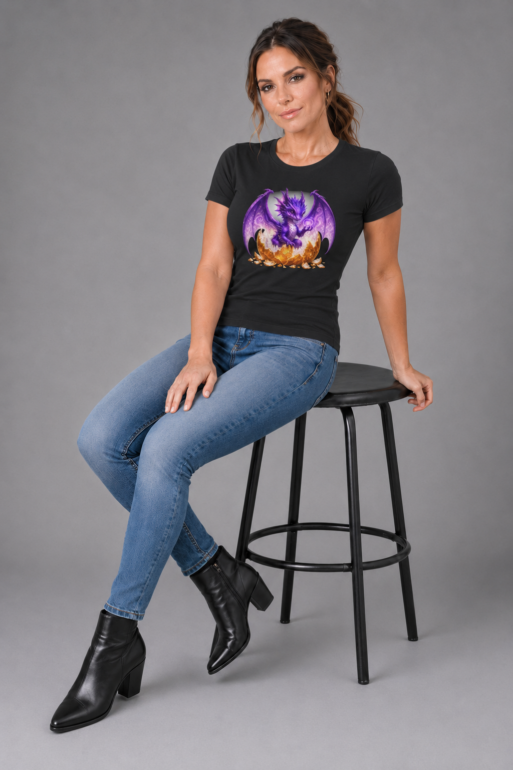 Purple Dragon Hatching Tee — Fantasy Baby Dragon T-Shirt