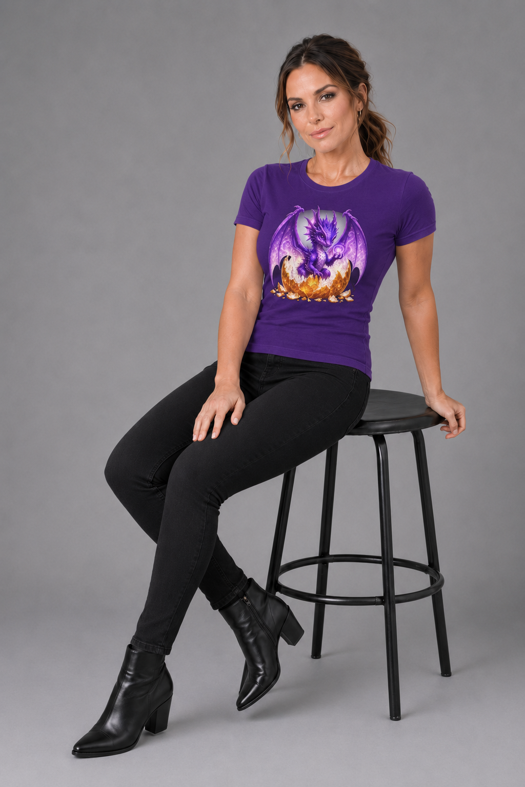 Purple Dragon Hatching Tee — Fantasy Baby Dragon T-Shirt